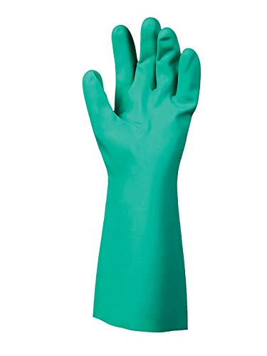 SHOWA 727 Unlined Chemical Resistant Nitrile Safety Work Glove, 13" Length, 15-mil, Large (Pack of 12 Pairs)