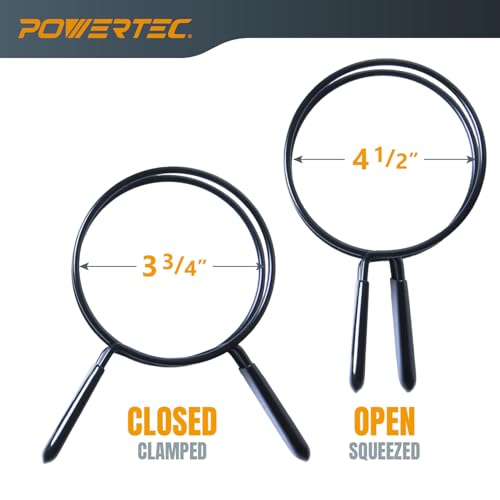 POWERTEC 4 Inch Double Loop Hose Clamps for Dust Collection Hose and Dryer Vent Hose, Quick Release Spring Clamps for Dust Collector and Dust Collection Fittings, 4 Pack (70195-P2)