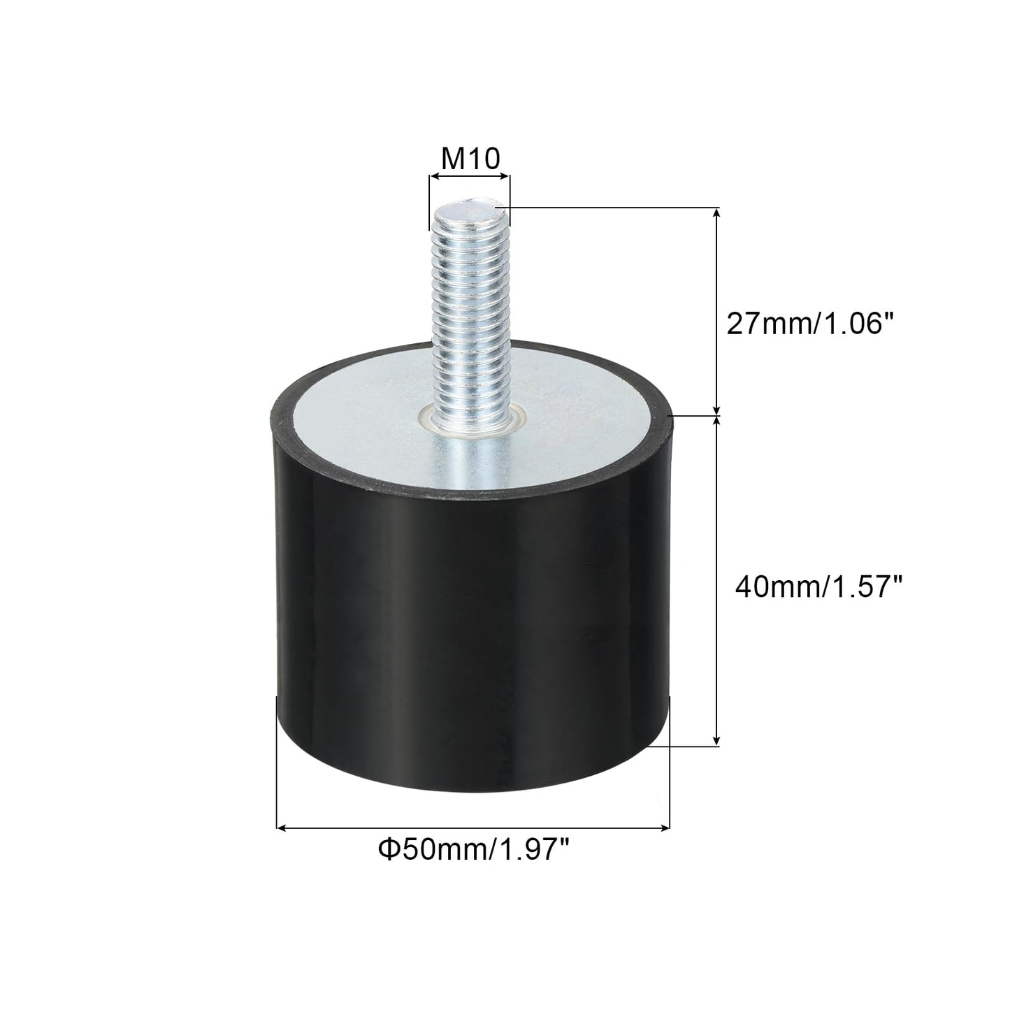 uxcell M10 Thread Rubber Mounts, Vibration Isolators, Cylindrical Shock Absorber with Studs 50 x 40mm 2pcs
