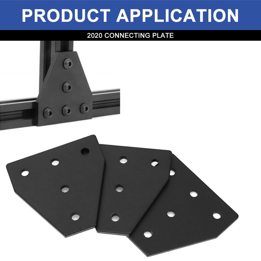 SeekLiny 2020 Aluminum Extrusion Connector Bracket Set Included 10PCS Joint Plates,50Pcs M5 T-Slot Nuts and 50Pcs M5x8mm Hex Socket Cap Screw for 2020 Series Aluminum Profile 3D Printer Frame