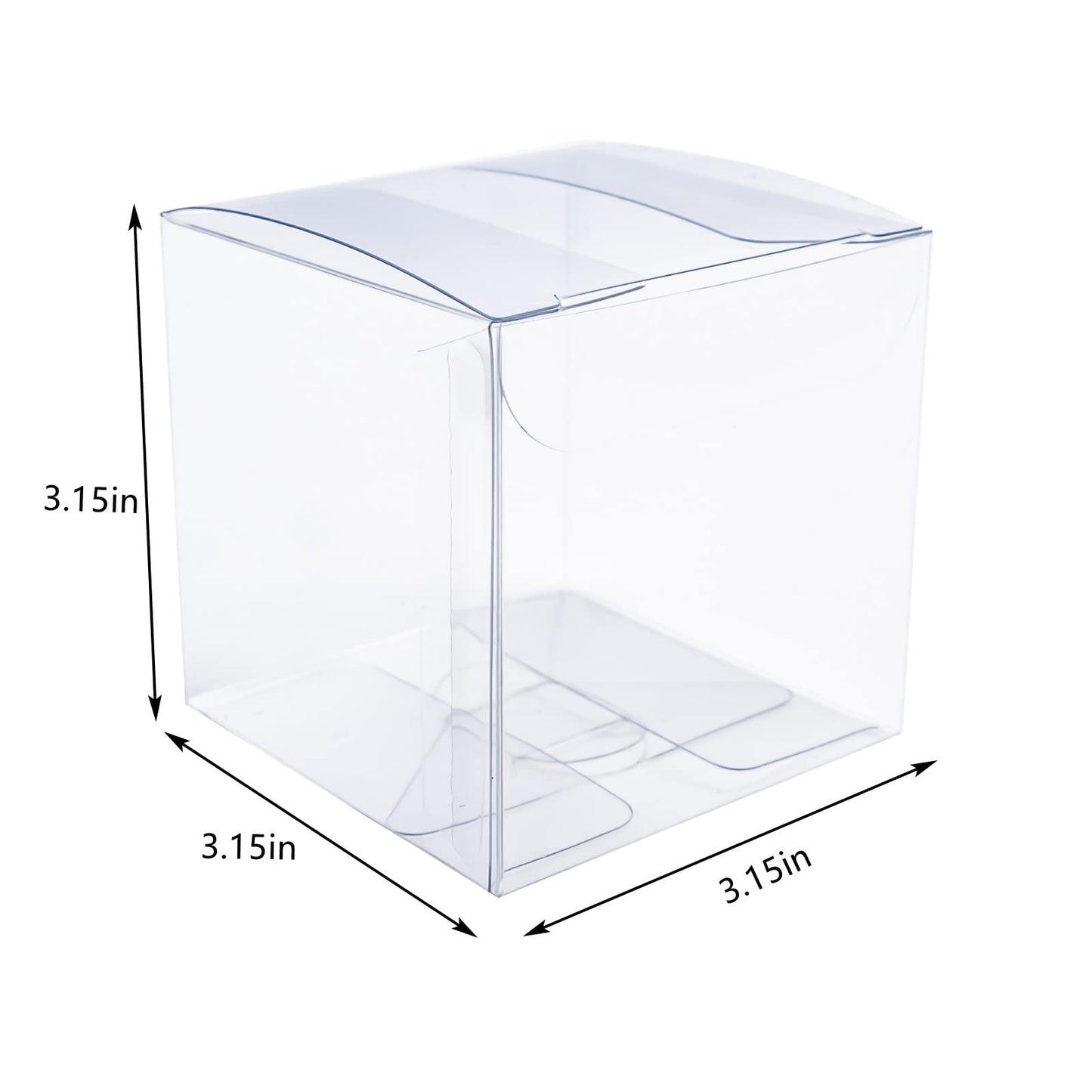 50Pcs Clear Favor Boxes, Individual Transparent Cube Candy Boxes, Plastic Gift Box for Wedding Birthday Thanksgiving Halloween Christmas New Year Party(3.15 inch)