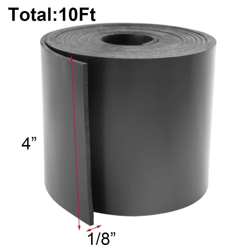 DGSL Neoprene Rubber Sheet, Solid Rubber Sheets, Rolls & Strips for DIY Gaskets, Crafts, Pads, Flooring, Protection, Supports, Leveling, Anti-Vibration, Anti-Slip (4" Wide x 1/8" Thick x 10' Long)