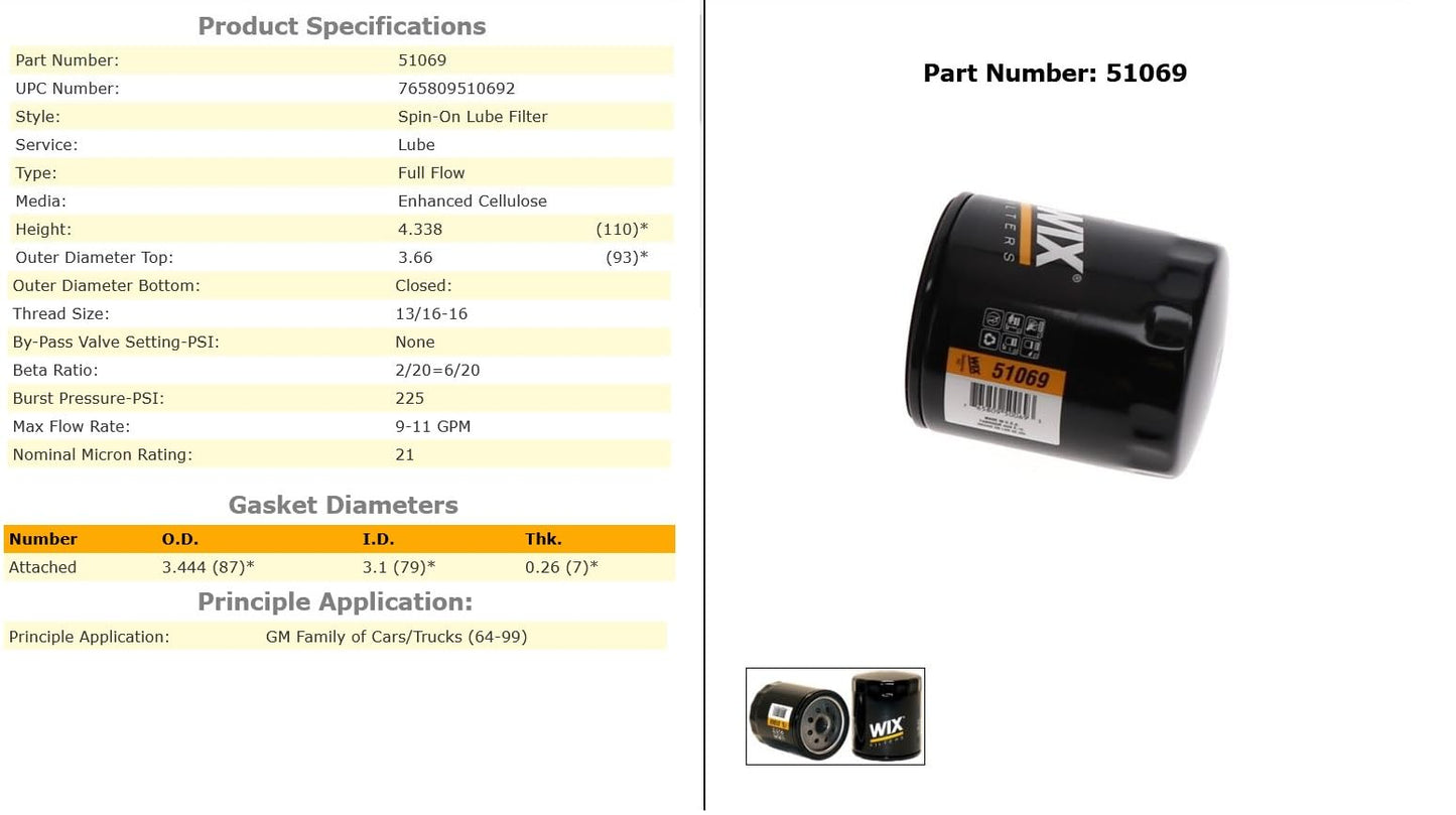 51069 OIL FILTER (INDIVIDUAL)