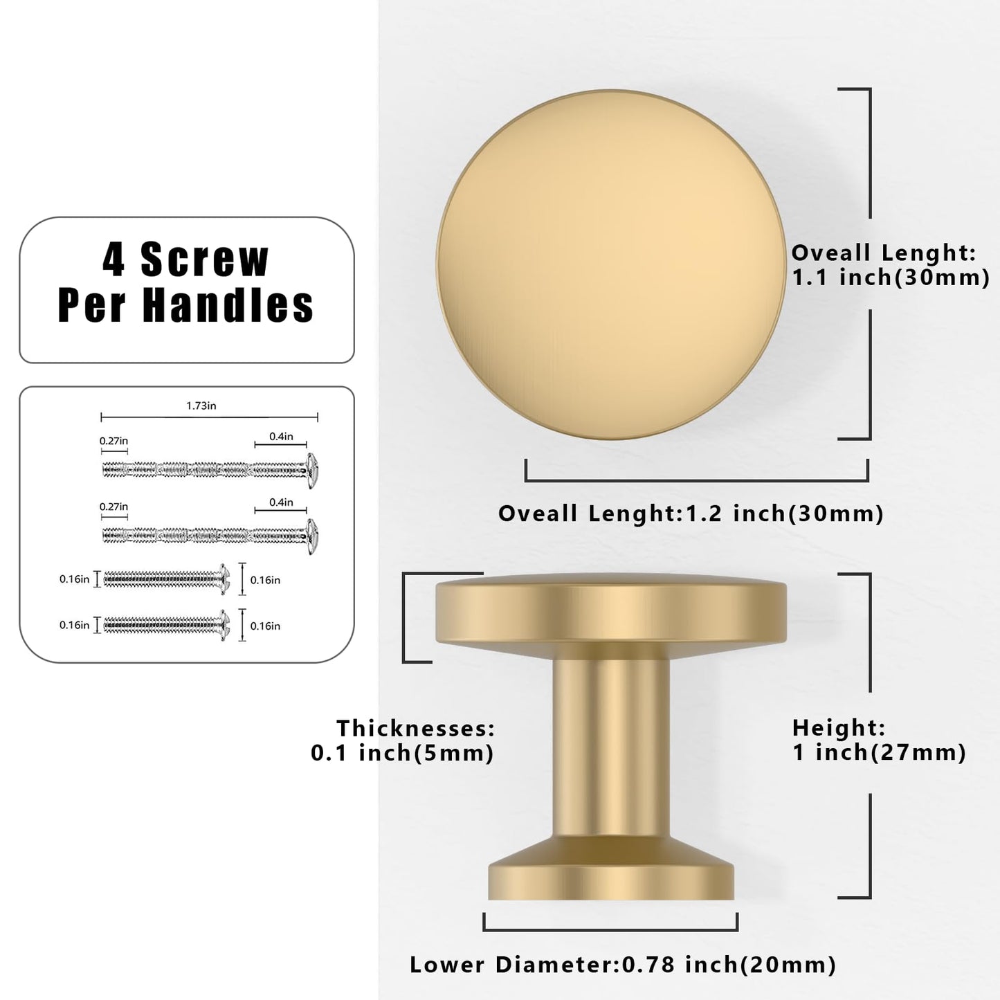 Asimerdeco 10 Pack Champagne Bronze Cabinet Knobs Single Hole Cabinet Pulls Round Kitchen Cabinet Knobs Drawer Knobs Dresser Knobs