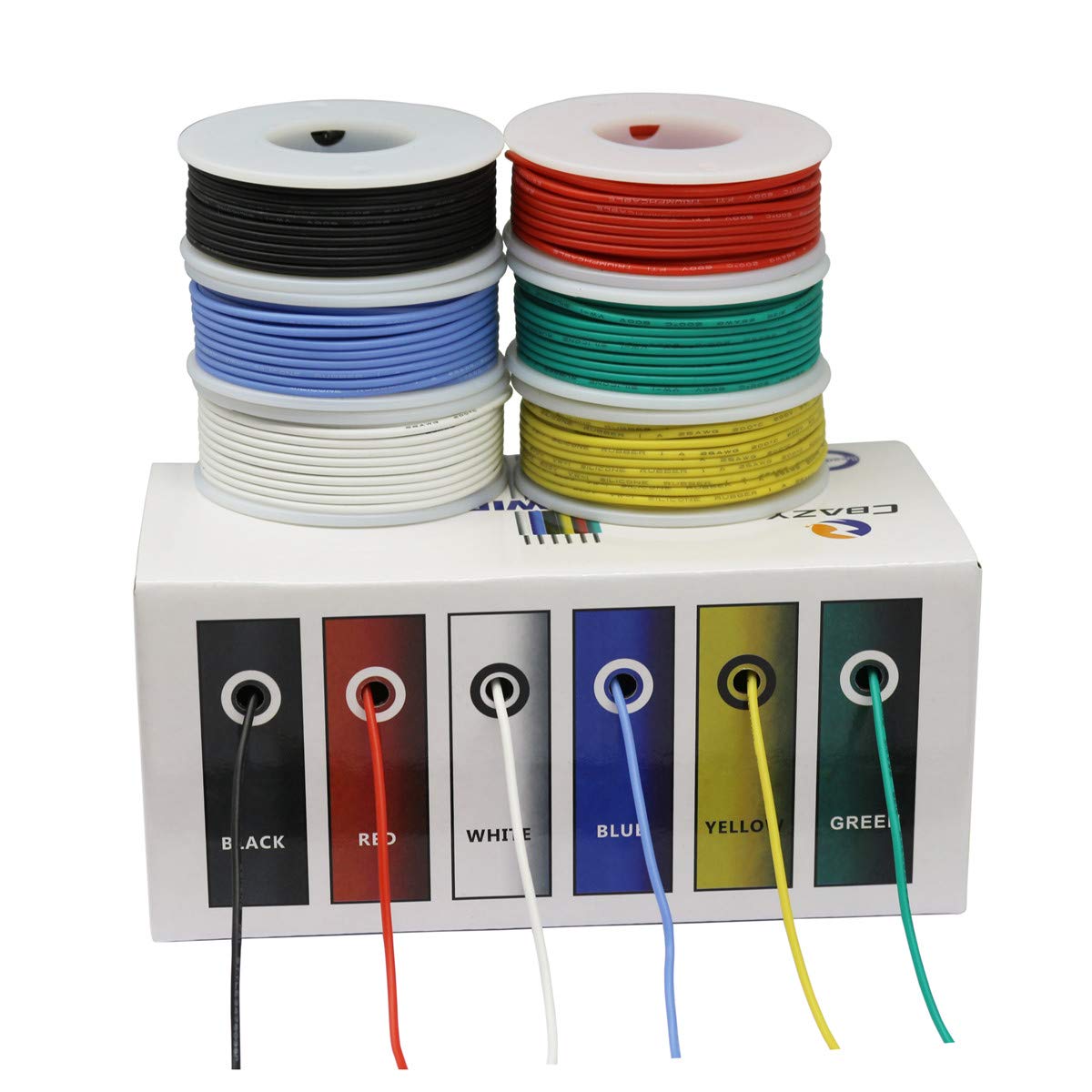 CBAZY™ Hook up Wire Kit (Stranded Wire Kit) 22 Gauge Flexible Silicone Rubber Electric Wire 6 Colors 19.6 feet Each 22 AWG