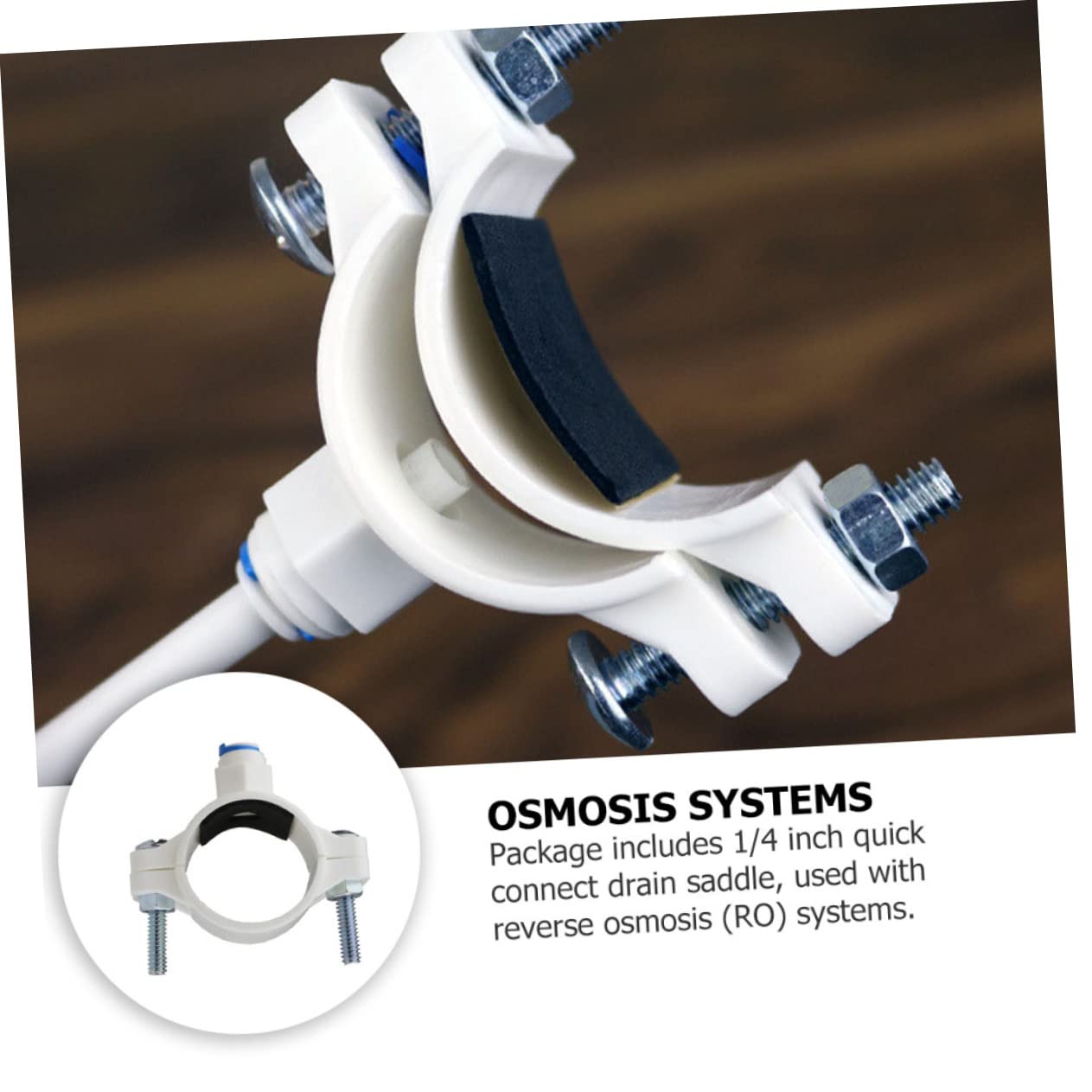 Housoutil Drain Saddle Clamp Quick Connect Valve for Water Filters Material Fits Od Compatible with Systems Easy Connections Durable Wastewater Discharge