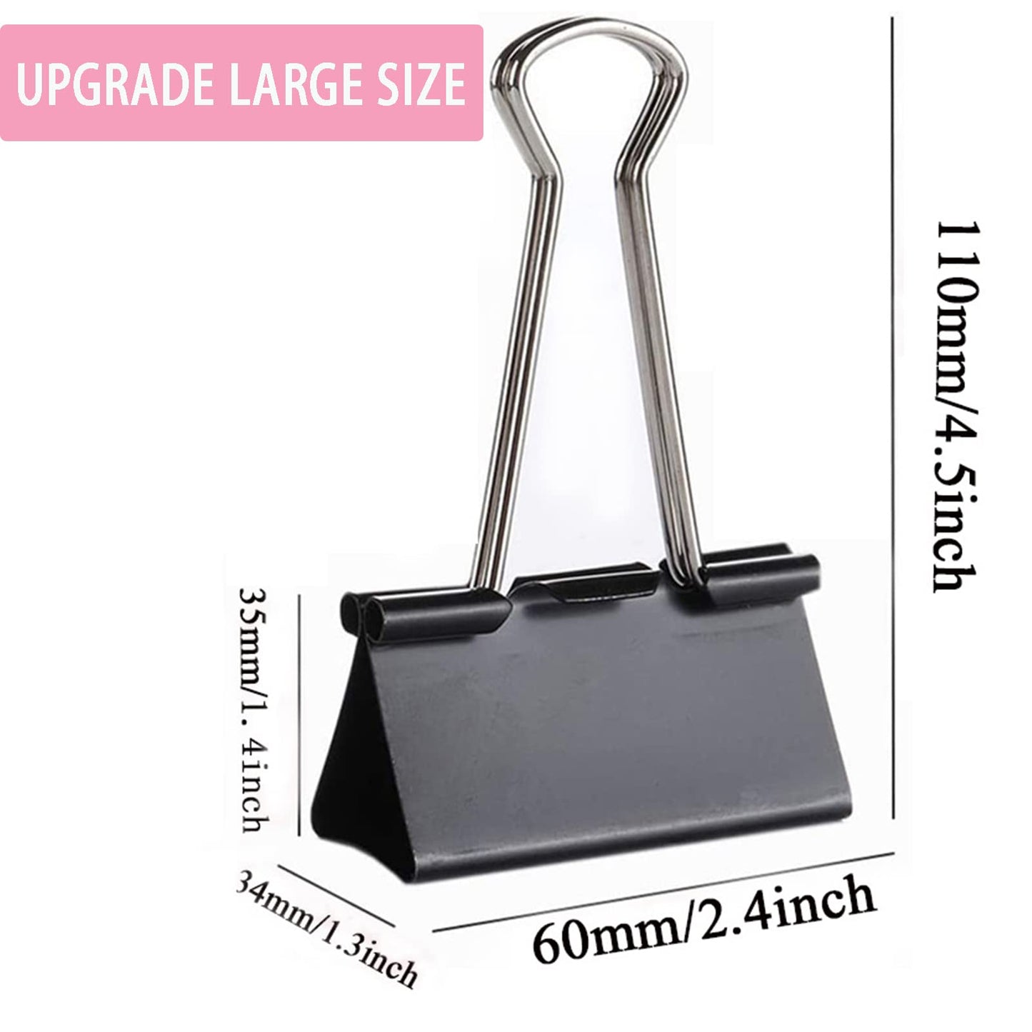 Extra Large Binder Clips 2.4 Inch (24 Pack), Upgrade Giant Binder Clips Big Paper Clips Clamps for Office and Home Supplies, Black