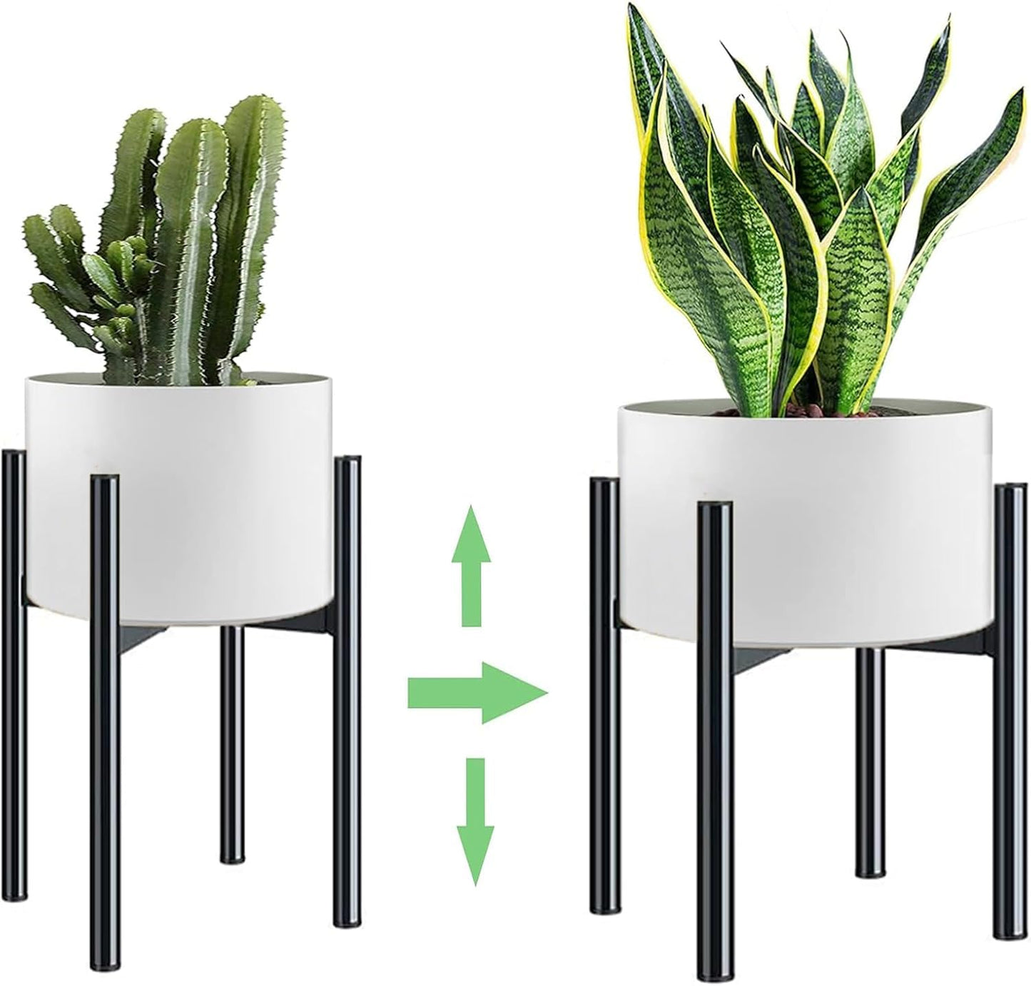 Plant Stand Indoor Adjustable, Metal Modern Plant Stands, Heavy Duty Stable Plant Pot Flower Holder Indoor Outdoor Corner, Black
