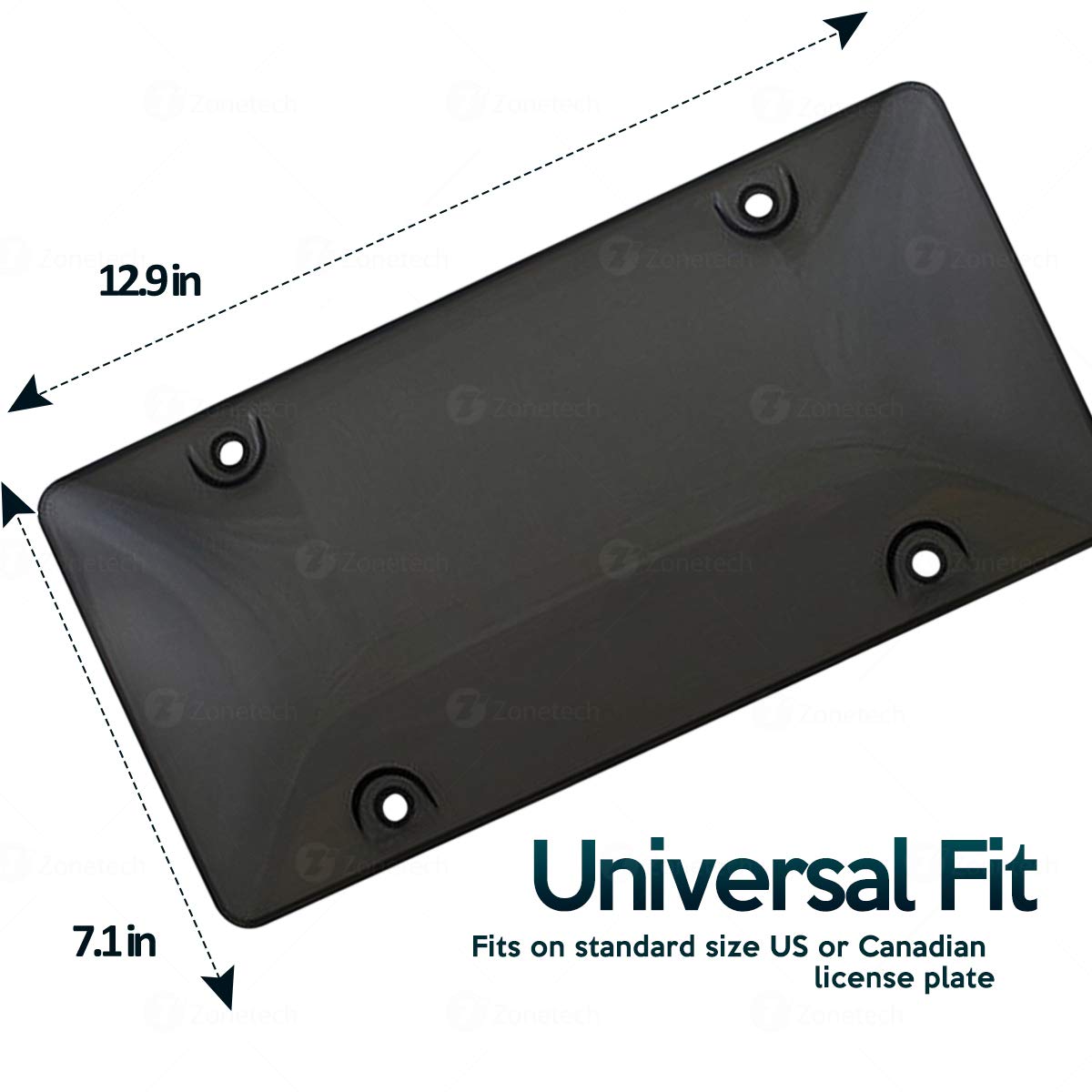 Zone Tech Clear Smoked Unbreakable License Plate Shields 2-Pack Quality Novelty/License Plate Clear Smoked Unbreakable Bubble Shields for All Your Vehicles