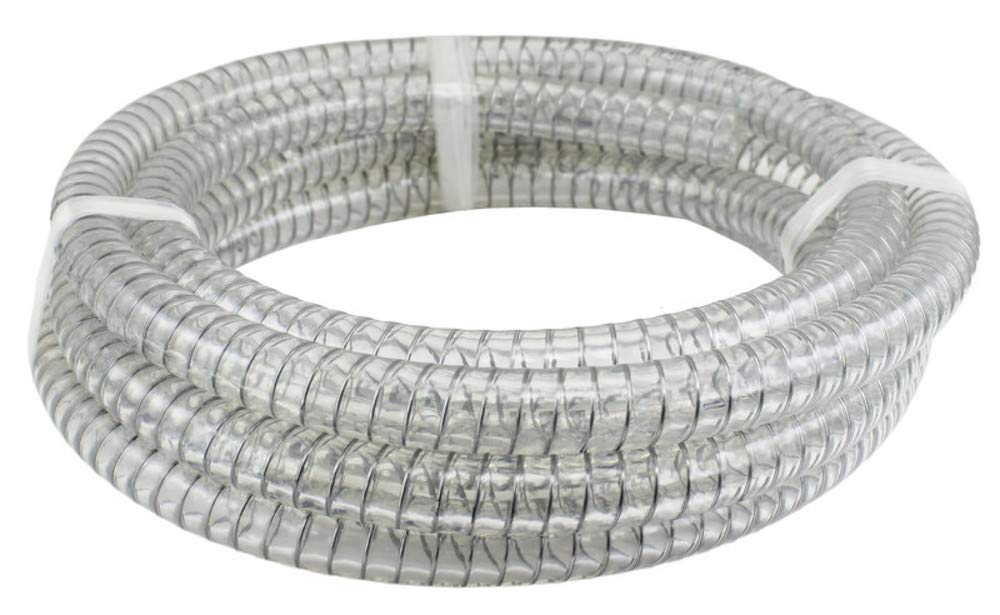 Duda Energy STpvc075-010ft 10' x 3/4 ID Steel Wire Suction PVC Flexible Tubing High Pressure Heavy Duty UV Chemical Resistant Vinyl Hose