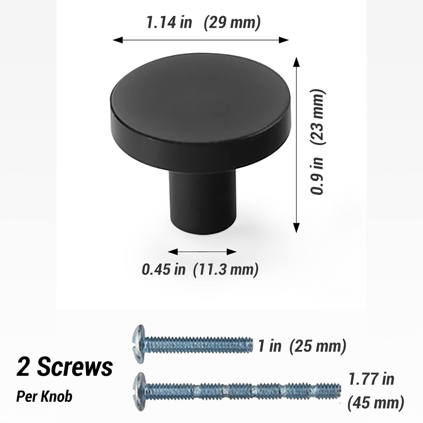 10 Pack Round Cabinet Knobs Drawer Knobs Dresser Knobs, Black Handles Knobs Drawer Pulls Door Knobs Furniture Knobs Cupboard Knobs for Modern Bathroom Kitchen Cabinet Hardware - Matte Black