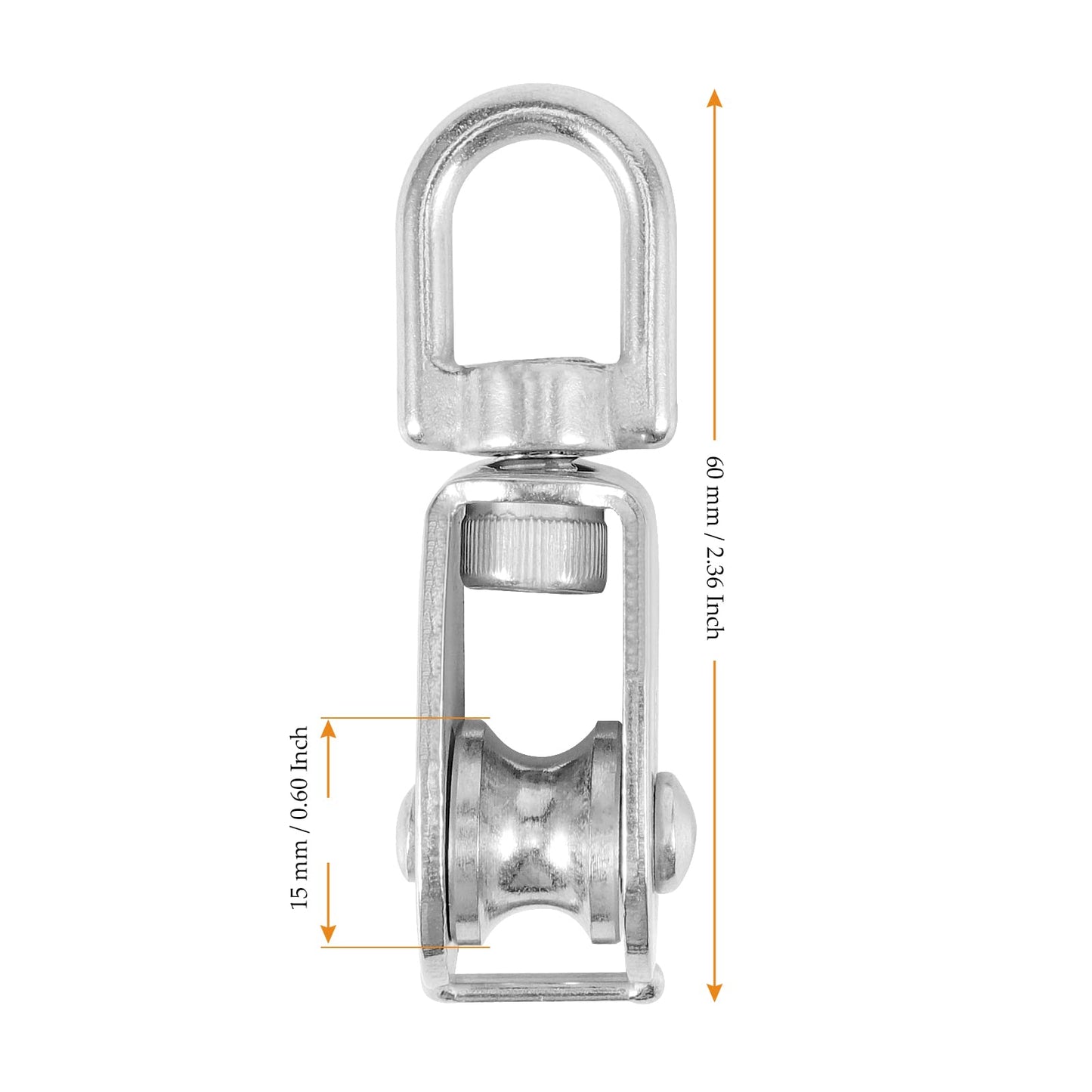 MUKCHAP 20 Pcs M15 Single Pulley Block, V-Shaped Wire Rope Crane Traction Fixed Wheel,Stainless Steel Pulley Bearing Single Wheel,Traction Pulley?high-Endurance Pulley, 35 Kg Load Capa