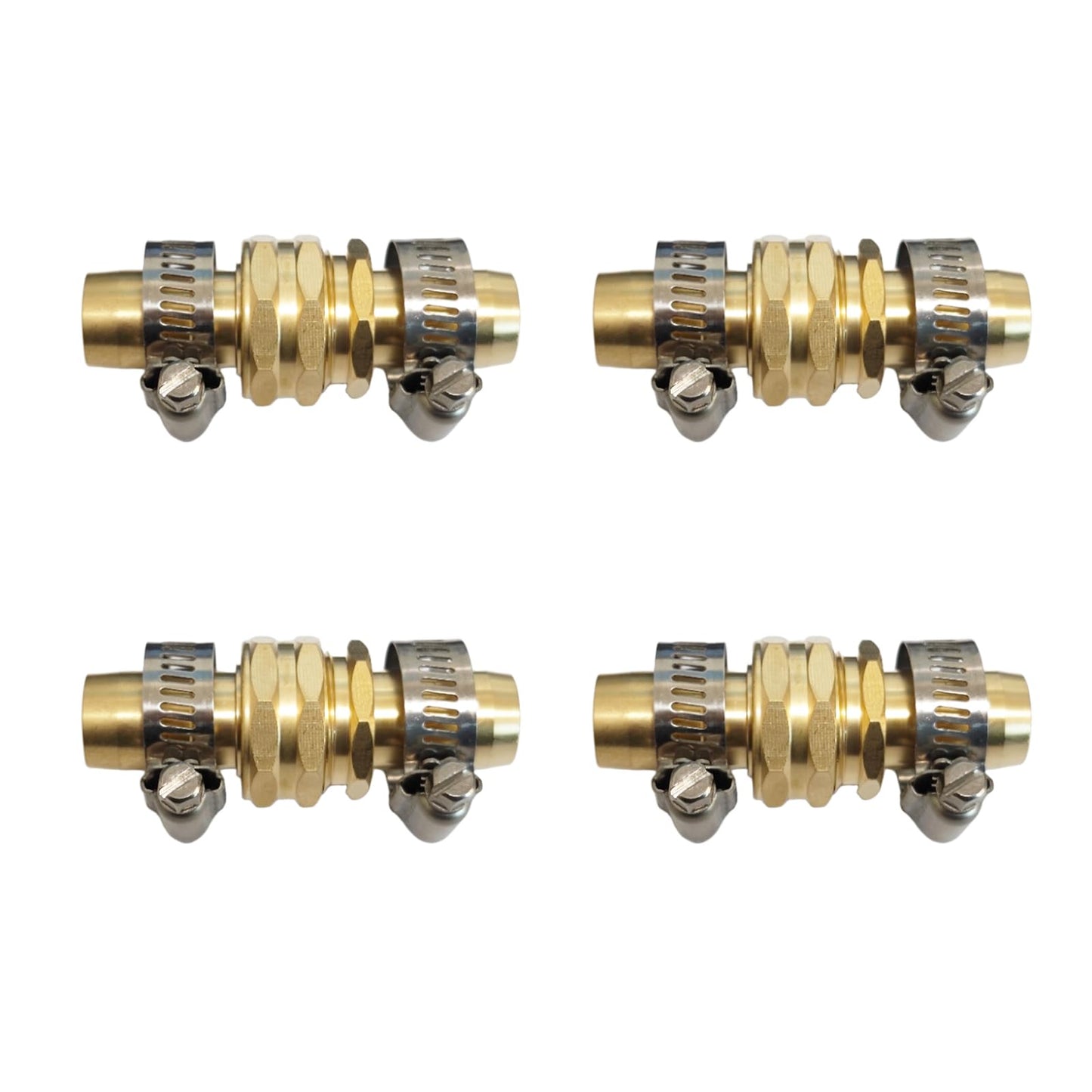 VASLON Solid Brass Garden Hose Repair Kit, 3/4" and 5/8" Hose End Repair Connector with Stainless Steel Clamps, Male and Female Hose Fittings, 4 Sets