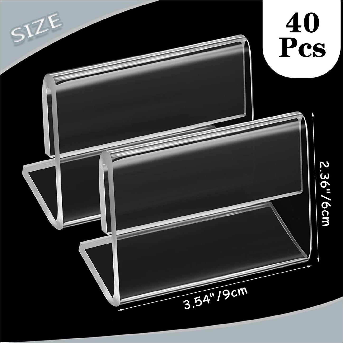 40Pcs Acrylic Sign Holder, Mini Sign Display Holder L Shape Sign Holders Price Name Card Price Card Tag Label Counter Top Stans(9cm x 6cm)
