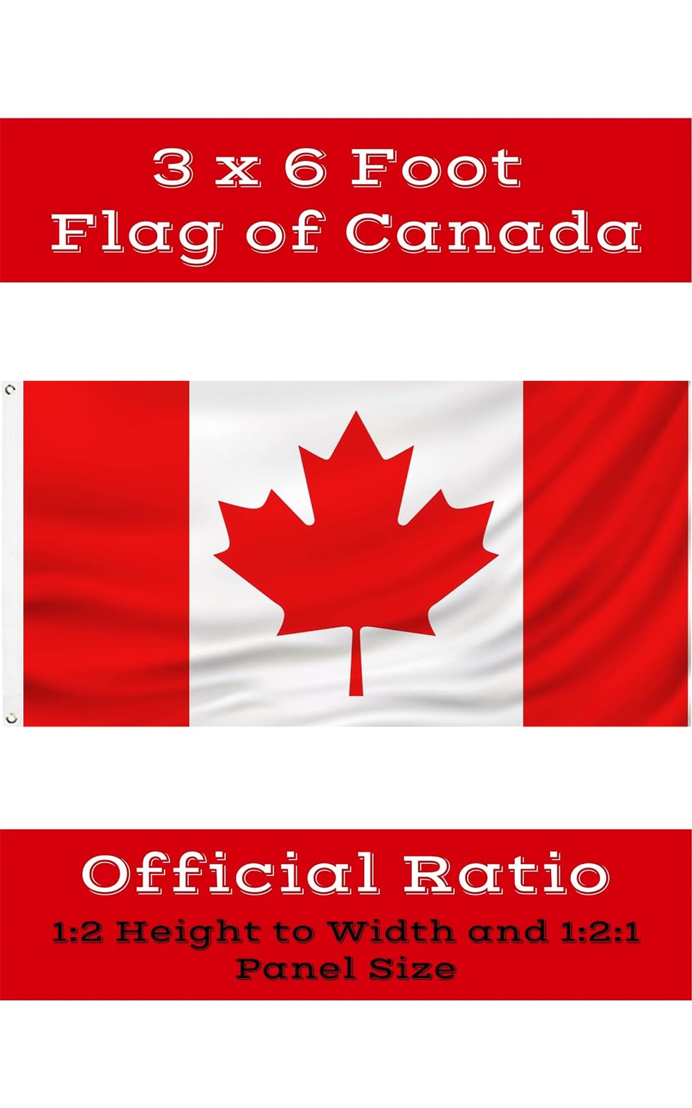 Canadian Flag 3X6 FT 250D Large Canada Flags Outdoor Indoor, Official Proportion 1:2 Embroidered Maple Leaf Durable Oxford Nylon Heavy Duty luxury Canadian National Flag Home Garden Yard 36X72 inch