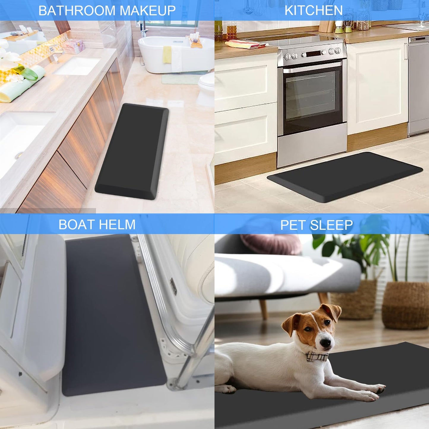 lazywoodpecker Anti Fatigue Rug, Kitchen Mat for Floor, Waterproof, Non Slip, Standing and Comfort Desk/Floor Mats for House Sink Office (17.3"x28" - 0.75 inch, Black)