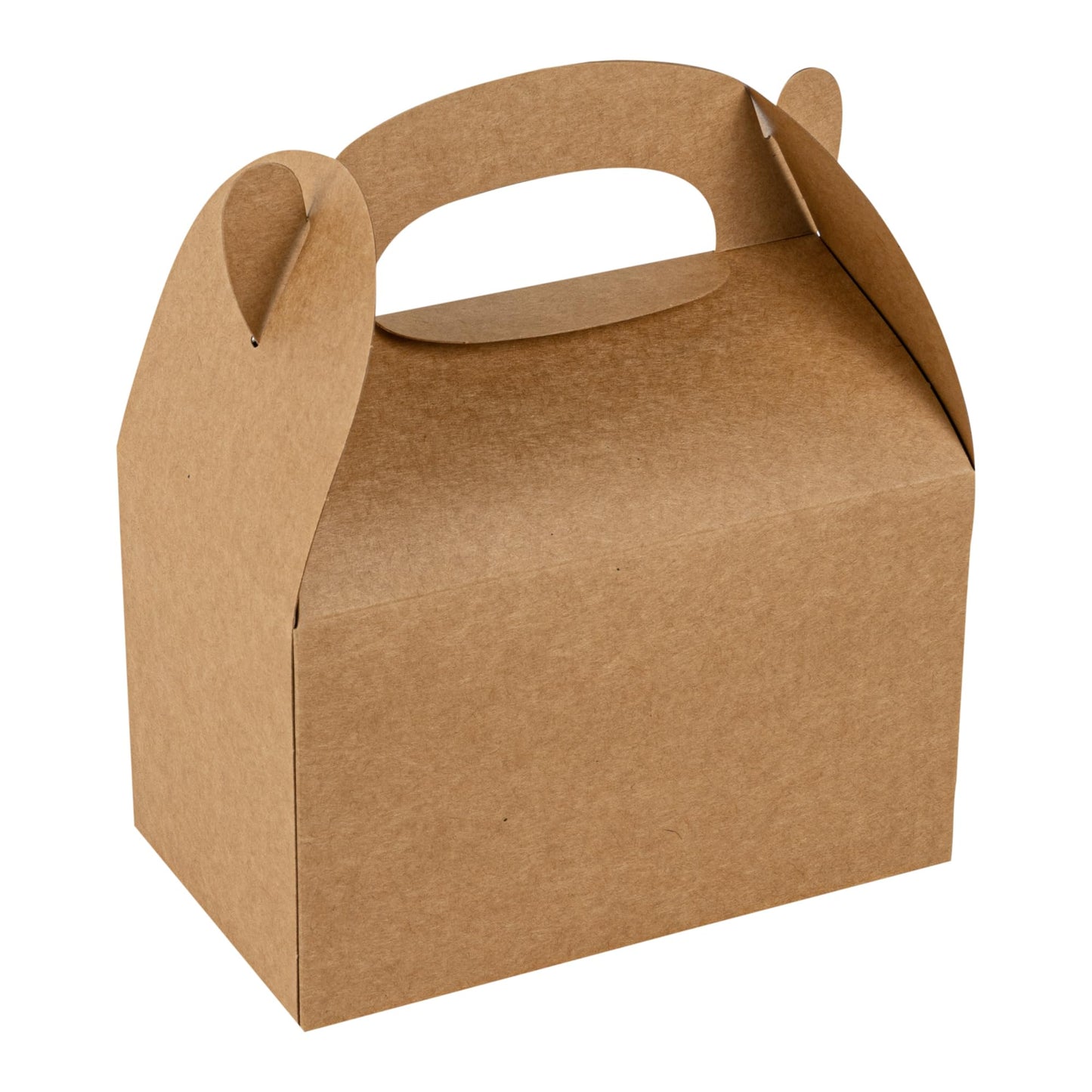 Restaurantware Kraft Gable Boxes 25 Count 6 x 3.5 x 3.5 Inches Paper Gift Boxes Greaseproof With Handles Recyclable Favor Boxes For Birthdays Weddings Baby Showers Brown