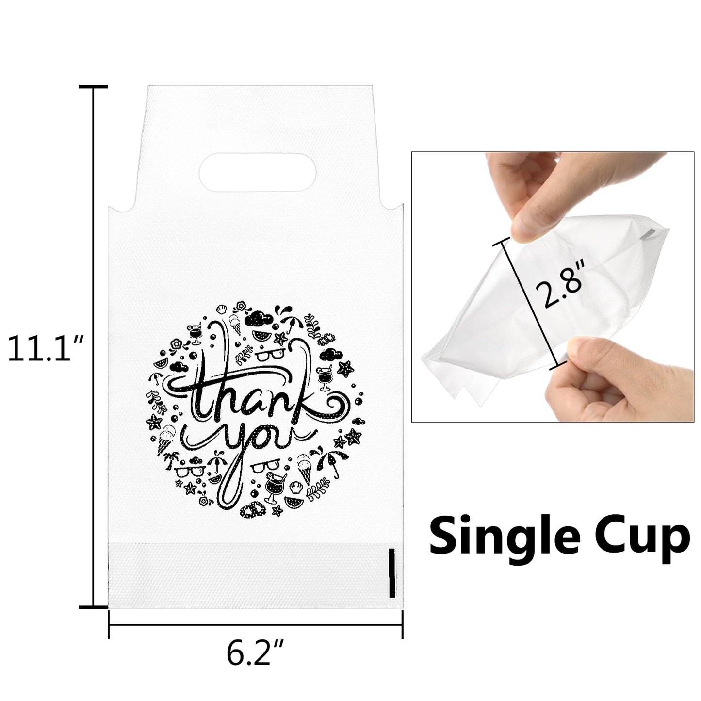 Lawei 500 Pack Handle Drinking Poly Bags, Clear 1-Cup Plastic Drinking Bags with Handle for Delivery, Packaging Drink Carriers for Take Out Beverage Coffee Juice, Stores Restaurant, 11.2 x 6 In