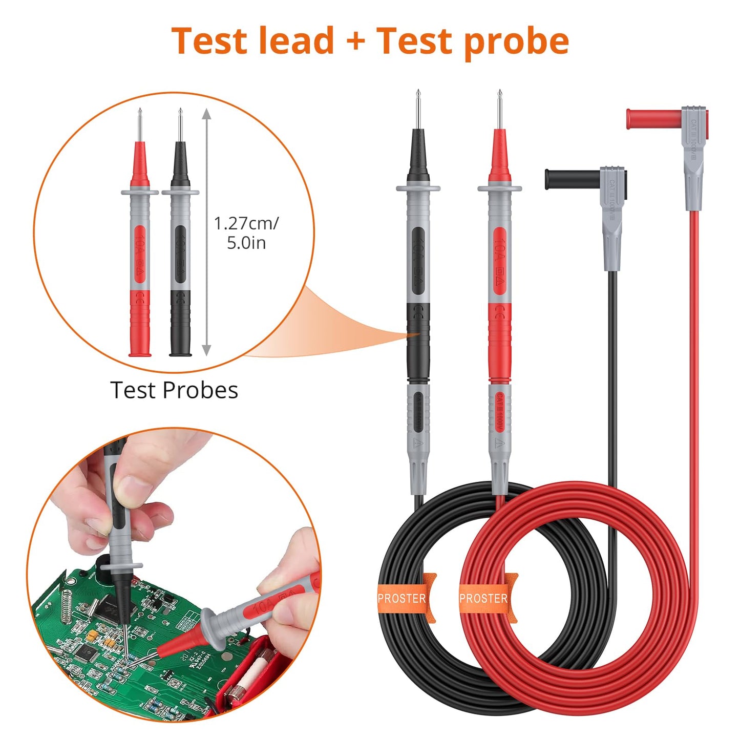 Proster Multimeter Leads Kit 9 in 1 Test Leads with Alligator Clips Test Leads Test Hook Test Lead Tweezers Electric Tester Leads for Multimeter Tester