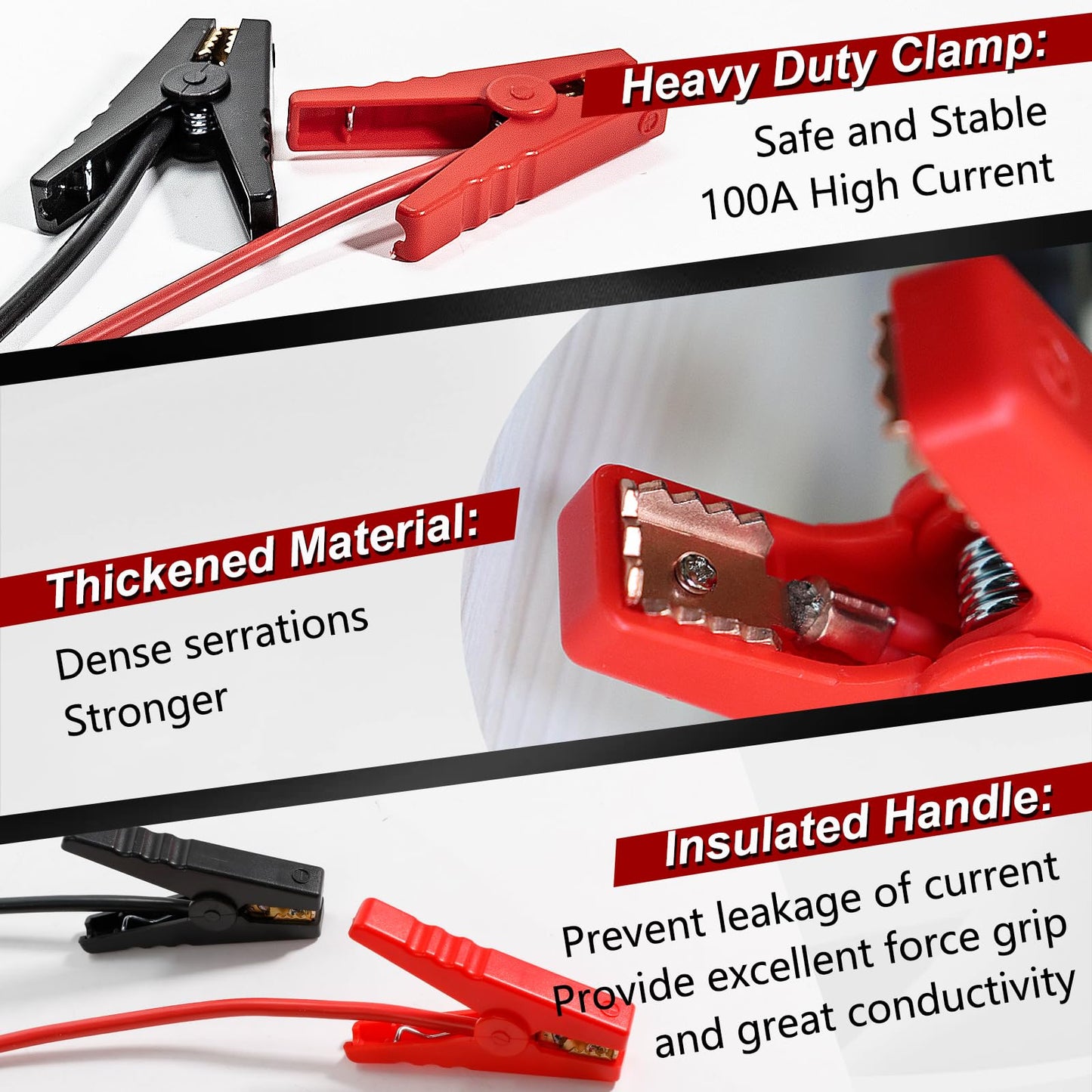 Jumper Cable Clamps Compatible with Mil.Waukee Compatible with M18 18V Battery Jumper Starter, 3.9ft 8AWG Automotive Booster Cable