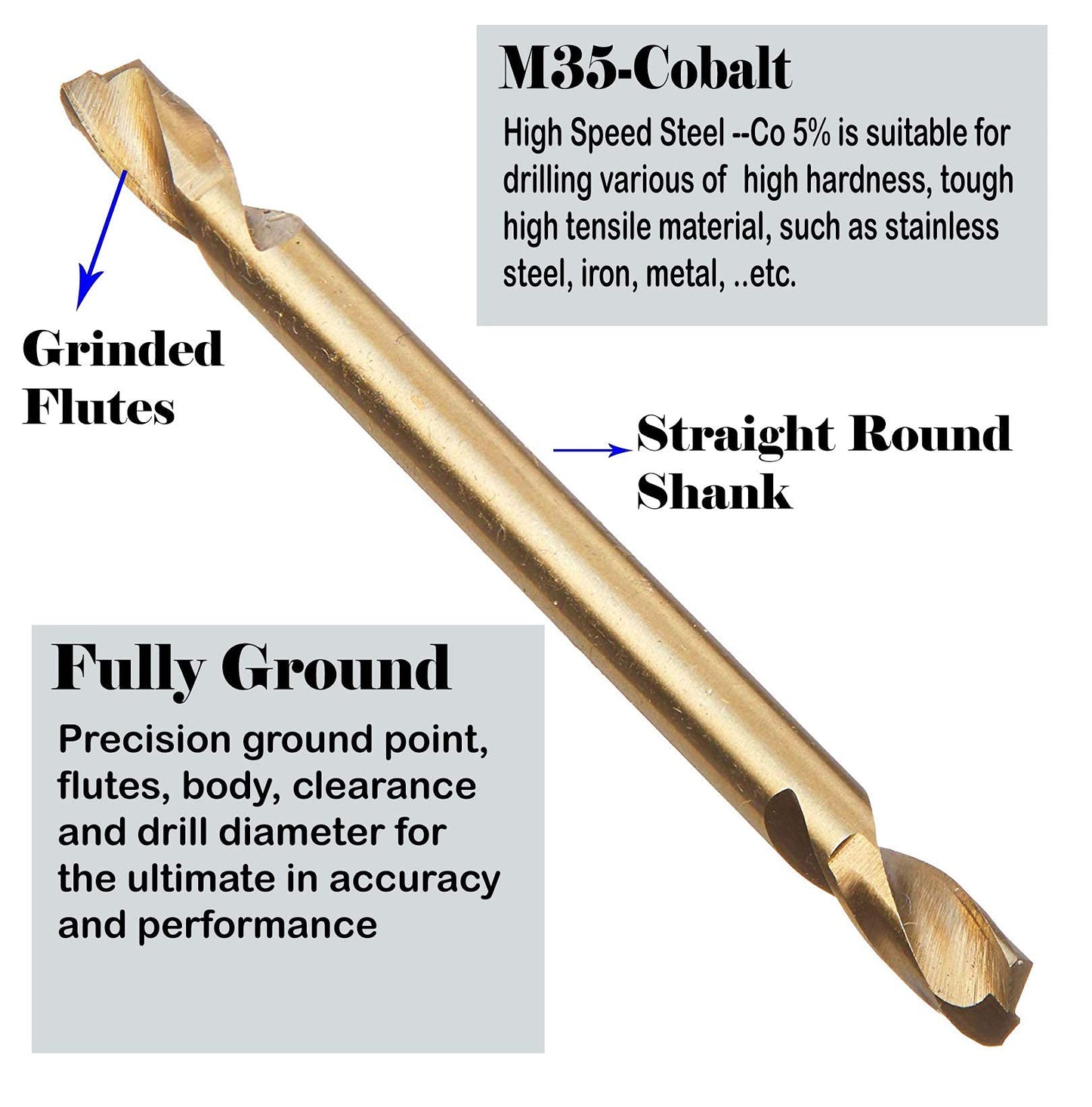 HSS Cobalt Drill Bit Double End 7/32 in. Stubby Body Drill Steel Metal Iron-10Pcs