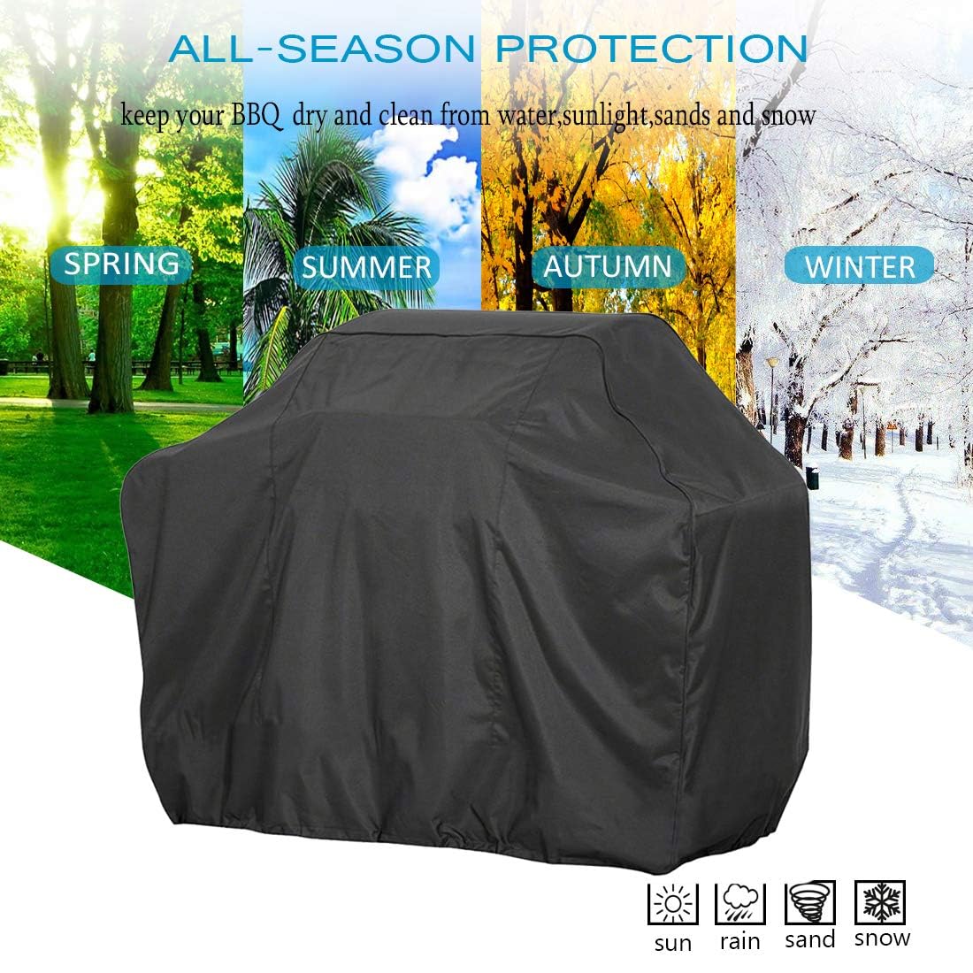 J&C Grill Cover 74inch 420D Outdoor Barbecue Cover Heavy Duty BBQ Burner Cover Waterproof Gas Grill Cover UV Resistant 75inch Extra Large Barbeque Cover for Winter