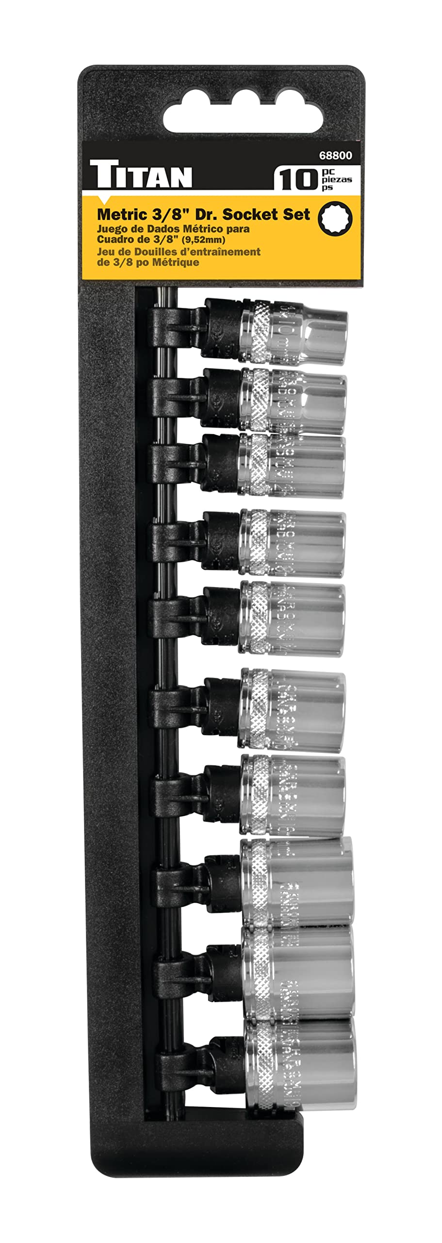Titan 68800 10-Piece 3/8in Drive MM 12 Point Socket Set