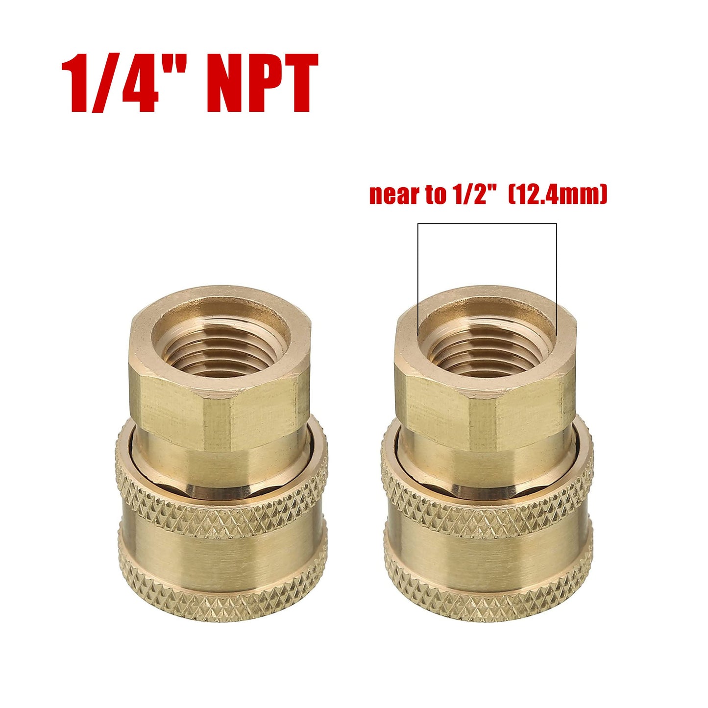 Tool Daily Pressure Washer Accessories, Brass Quick Coupler Fittings, Female NPT Socket, 5000 PSI 1/4”, 2-Pack