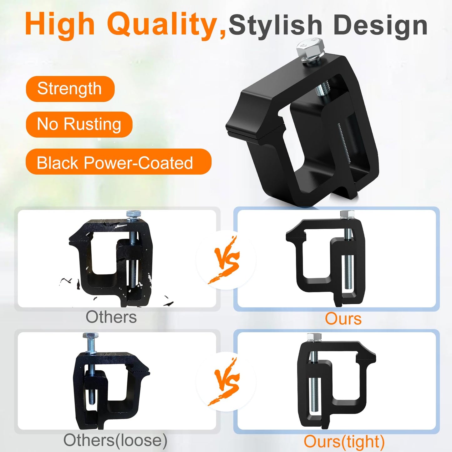 Cholila Cover 4 Pack Premium Aluminum Truck Topper Clamps, Black, Compatible with Chevy Silverado Sierra 1500 2500 3500, Dodge Dakota Ram 1500 2500 3500, F150 F250