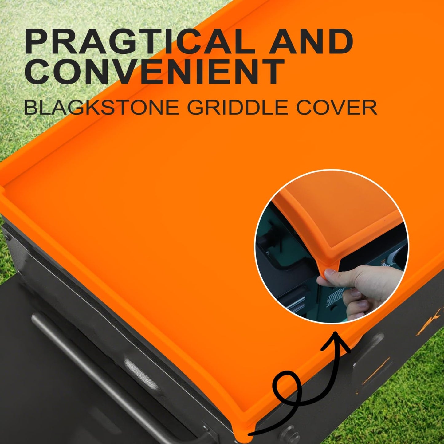 Silicone Blackstone Griddle Mat Cover, 22 Inch High-Edge Full Coverage with Grips, Grill Buddy Mat for Outdoor, All Season Cooking Surface Protector for Blackstone, BBQ Accessories (Orange, 22")
