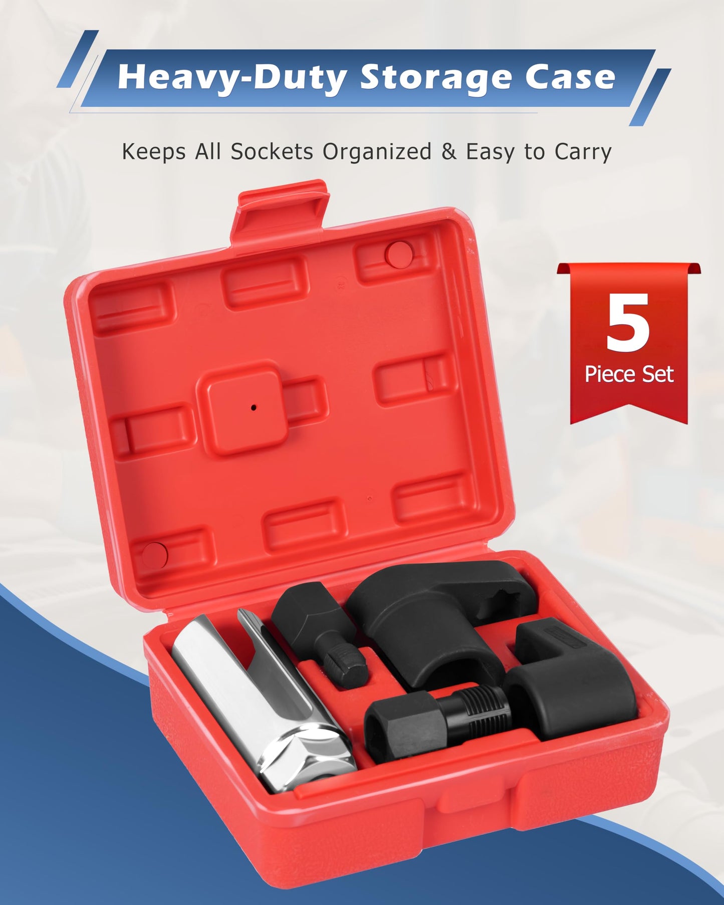 DAYUAN 5 pcs O2 Oxygen Sensor Socket Set Oxygen Sensor Remover Tool and Thread Chaser Set