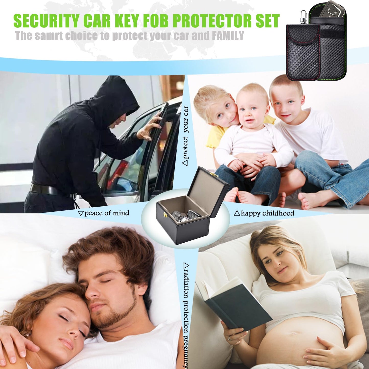 Faraday Box for Car Keys & 2 Pack Faraday Bag for Key Fob Protector, RFID Key Box Faraday Pouch Cage Car Key Signal Blocking Box Anti Theft Car Key Box Signal Blocker