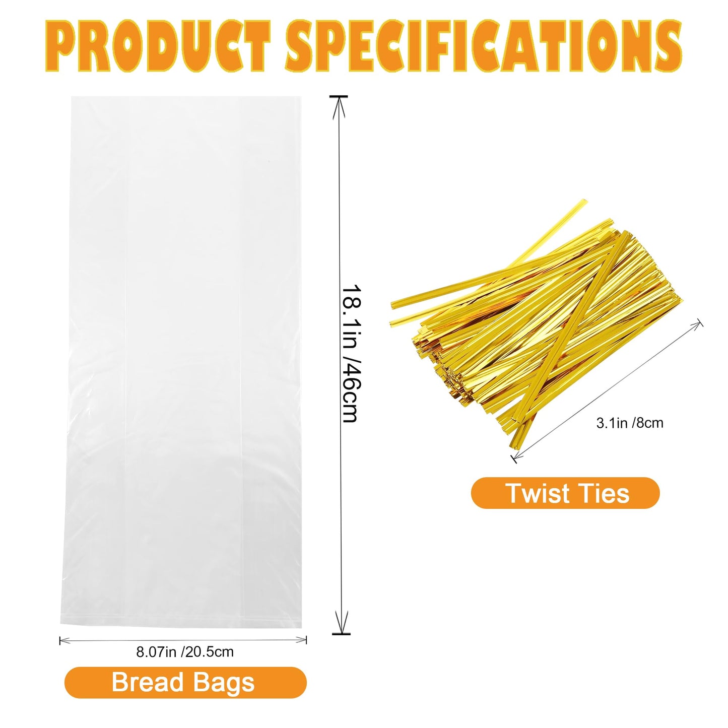Homrelaxy 300Pcs Reusable Plastic Bread Bags for Homemade Bread and 330 Ties, 18 x 8 x 4 inch Reusable clear Loaf Bags, Adjustable, Perfect for Home Bakers and Bakeries