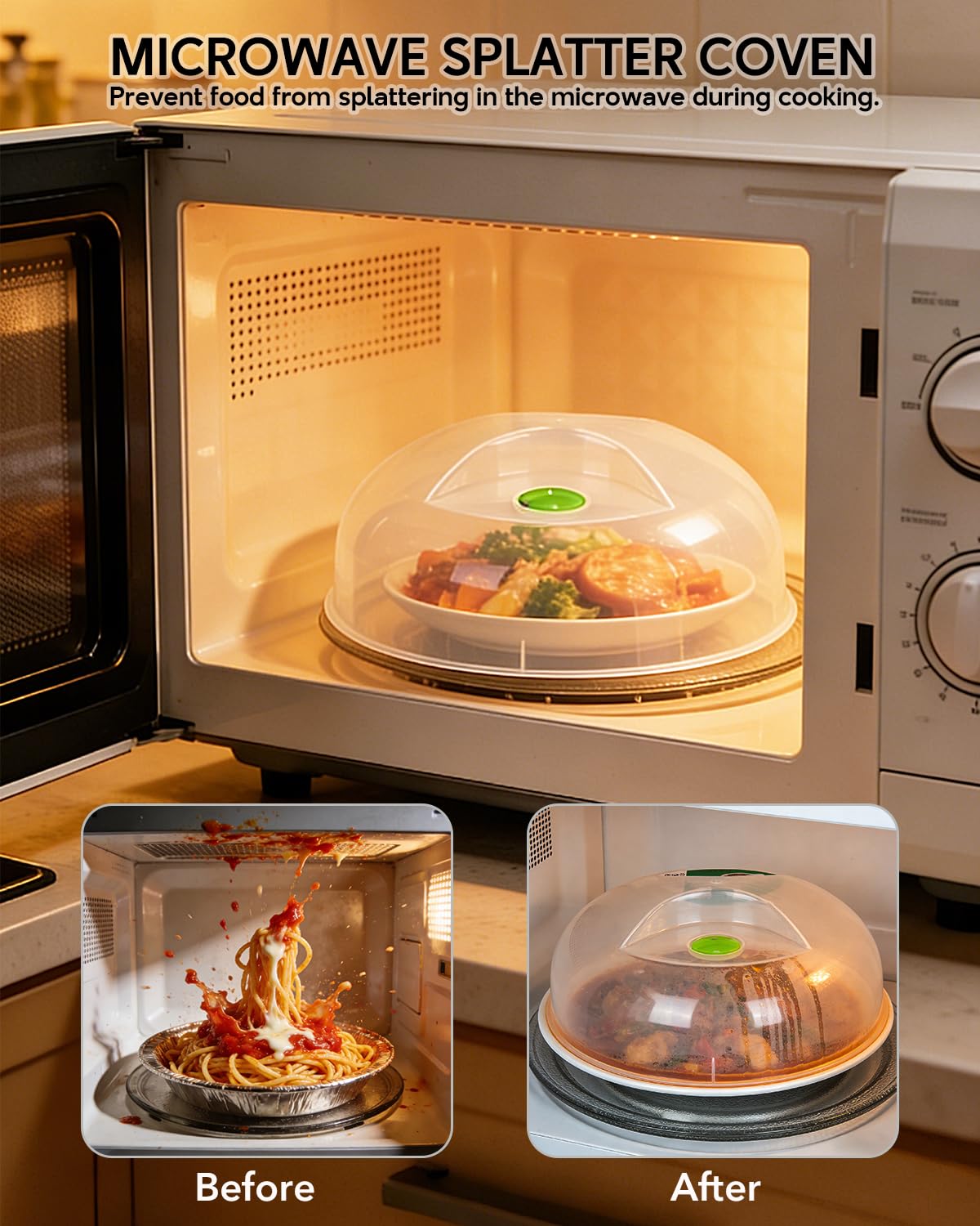 Microwave Splatter Cover, Microwave Cover for Food, Large Microwave Plate Cover Guard Lid with Steam Vents Keeps Microwave Oven Clean, 11.5 Inch BPA Free & Dishwasher Safe