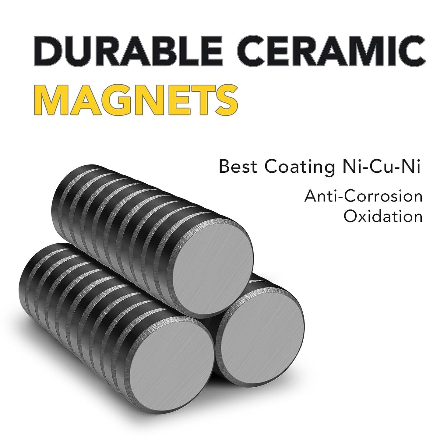 TRYMAG Small Ceramic Magnets for Crafts with Adhesive Backing, 150Pcs Round Disc Magnets Flat Circle Ceramic Magnets, Ferrite Industrial Craft Magnets for Button, Hobbies, School, DIY-0.78"D X 0.19"H