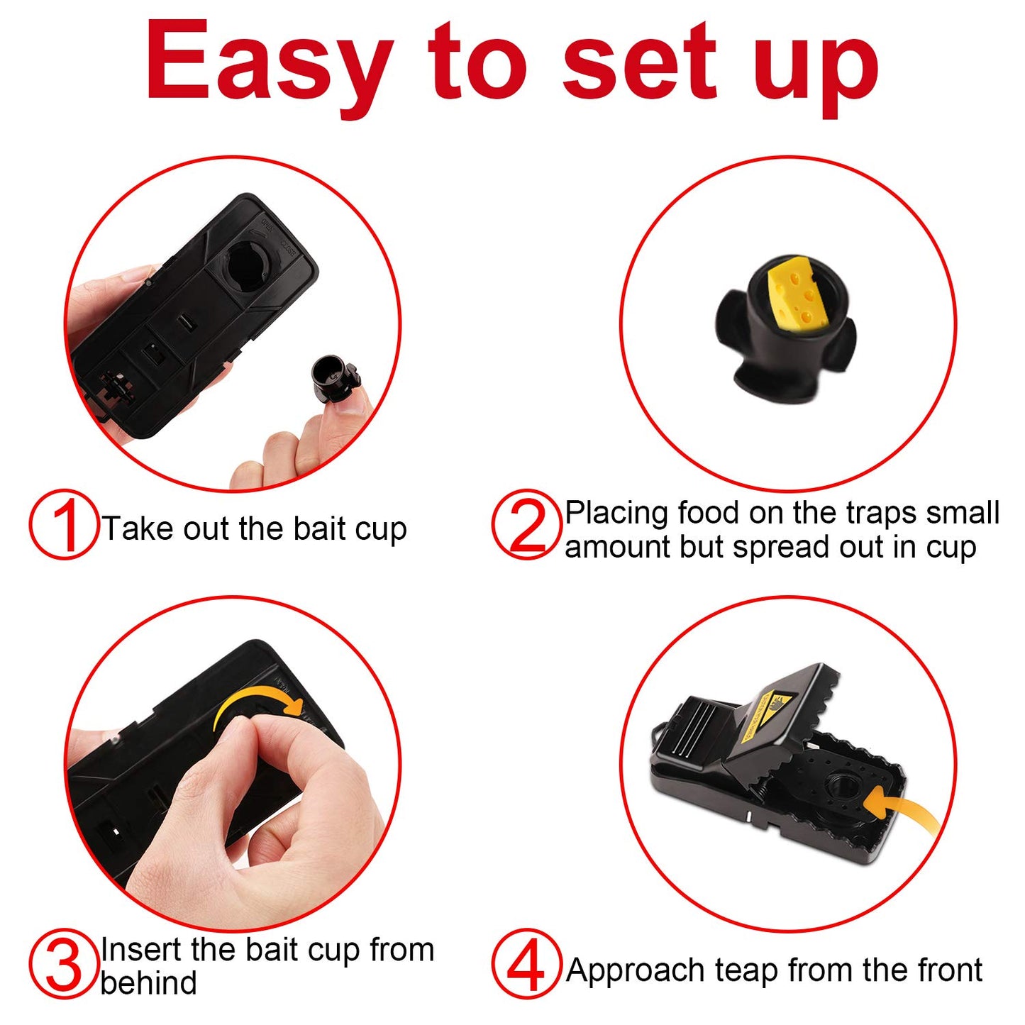 Mouse Traps 16 Pack - Humane Instant Catch Reusable Indoor/Outdoor Snap Traps for Small Mice, Safe & Effective Rodent Catcher with Easy Clean Design (Kids & Pets Friendly)