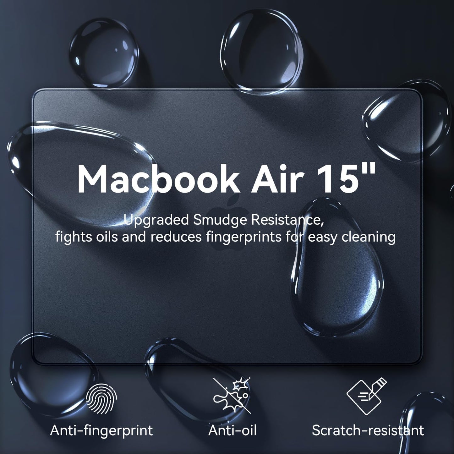 EooCoo Compatible with MacBook Air 15 inch Case 2026-2023 Release M5 M4 M3 M2 A3448 A3241 A3114 A2941, Anti-Fingerprint, Ultra Thin Protective Hard Shell Laptop Cover, Midnight Clear