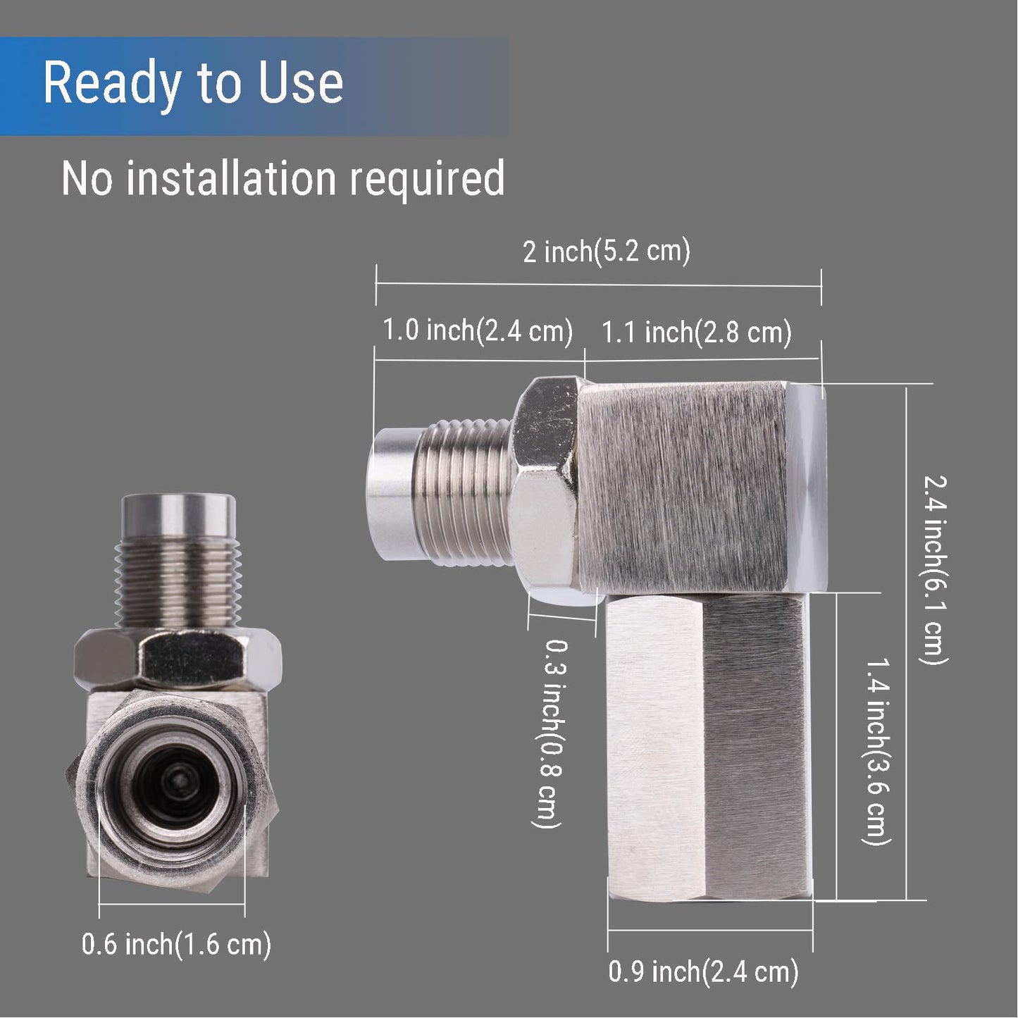 Abvefudo O2 Oxygen Sensor Spacer 90 Degree, P0420 CEL Fix Adapter for Check Engine Light, Universal M18 x 1.5 Connector, Right Angle Spacer for Catalytic Defouler