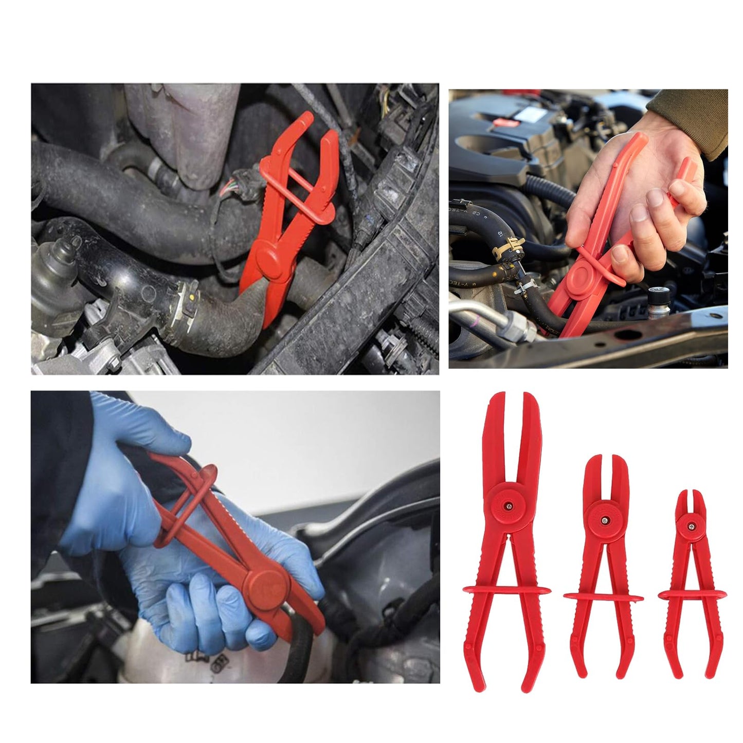 9-Pack Hose Pinch Off Pliers, Line Clamps Pinch Pliers, for Use While Repairing Coolant, Brake, Vacuum and Fuel Systems (Red, 3 Sizes)
