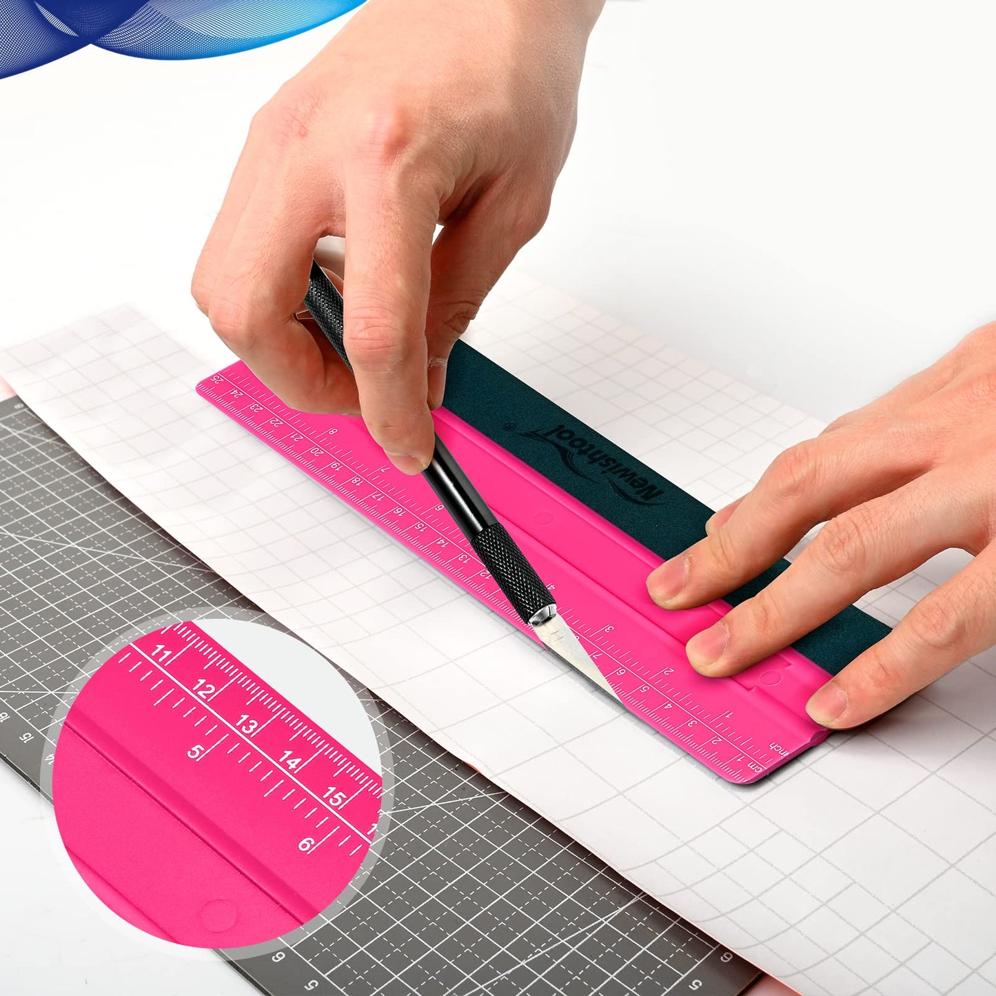NEWISHTOOL Vinyl Wrap Squeegee for Vinyl, Big Size Wallpaper Smoothing Squeegee, 3 Pack 25CM Decals Squeegee with Ruler & Micro Suede Felt Edge for Sign Making Graphic Window Tint Film Application