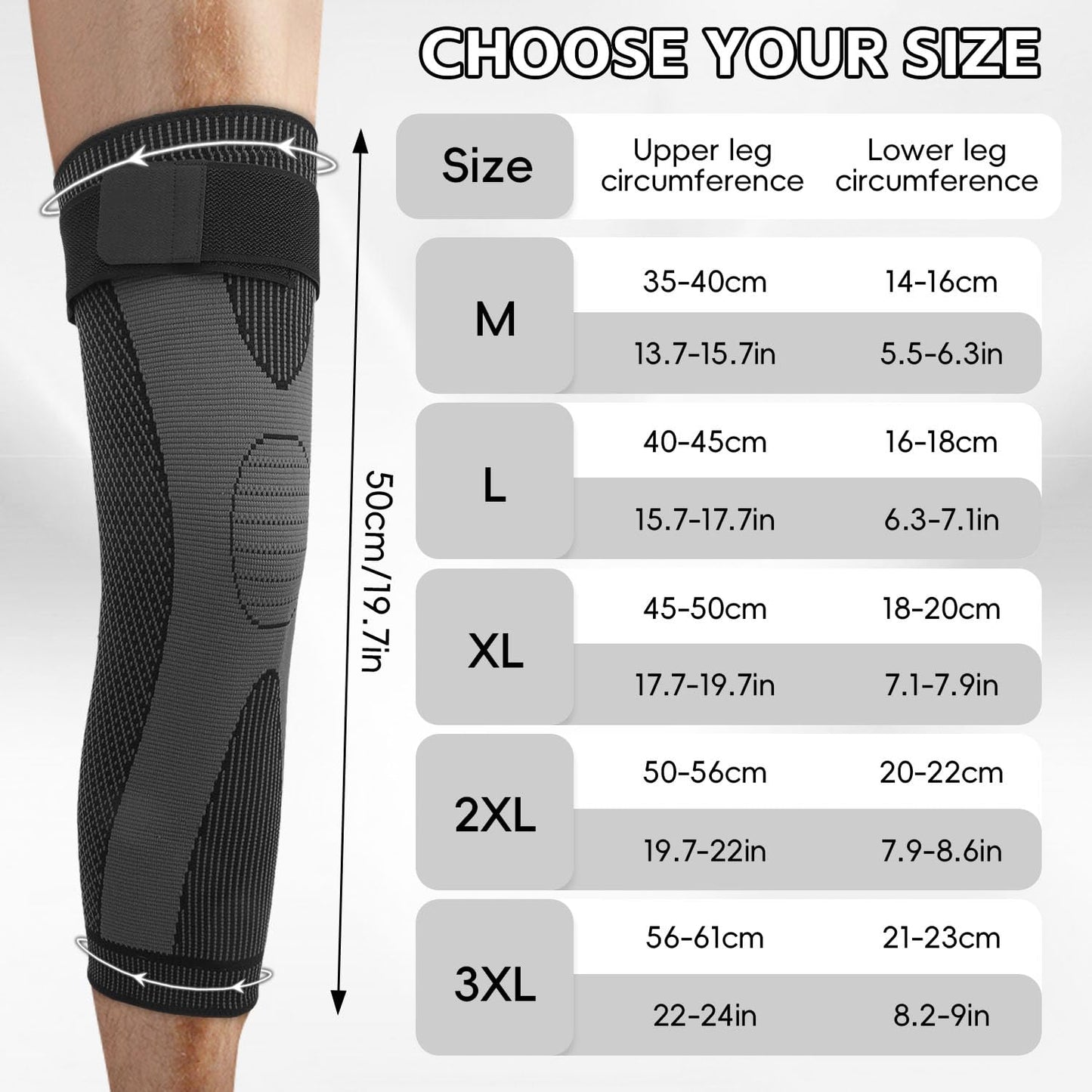 Kecartu 2 Pack Knee Braces for Men & Women, Long Full Leg Compression Knee Support Sleeves for Sports, Workouts, Running, Weightlifting, Basketball, Volleyball - Joint Knee Pain Relief, Black, L