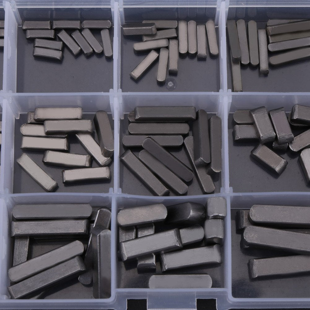Key Stock, Keyway Kit, Belt Shaft Key Flywheel Key with Box, Keyway Assortment Set, Keyway Assortment with Stainless Steel 140pcs 8mm 10mm 12mm 16mm 20mm 25mm 30mm