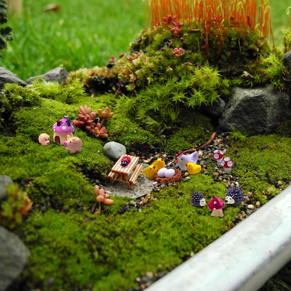 Dracarys Selected 100 Pieces Fairy Garden Accessories, Fairy Garden Kit, Mini Resin Animals, Miniature Figurines Decor, Micro Landscape Ornaments Bulk, Garden DIY Kit, Environmental Resin