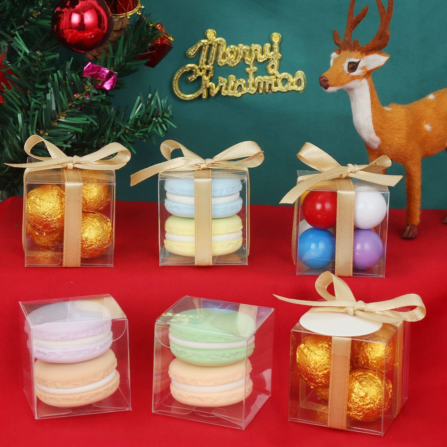 COTOPHER 60 Pcs Clear Favor Boxes, 2x2x2 Clear Gift Boxes Party Favor Boxes Mini Transparent Cube Macaron Candy Boxes for Wedding Favors Baby Shower