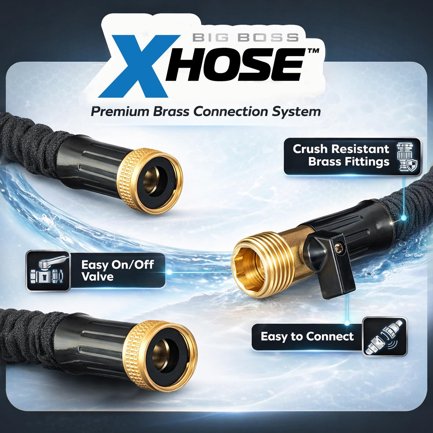 X-Hose Pro Expandable Garden Hose 25Ft, Heavy Duty Lightweight Retractable Water Hose, Flexible Hose, Weatherproof, Crush Resistant Solid Brass Fittings, Kink Free Expandable Hose as Seen on TV