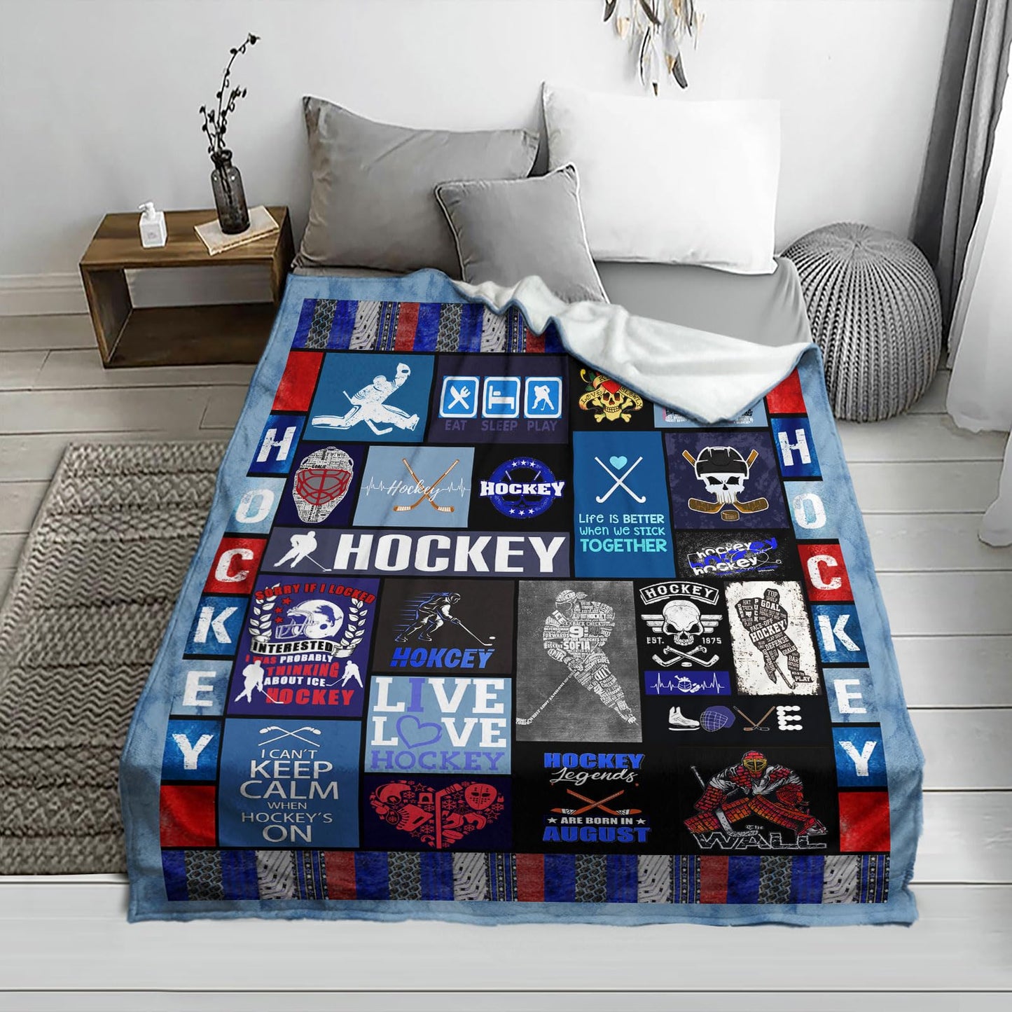 Hockey Blanket Hockey Gifts for Boys Kids Men Women Soft Cozy Fleece Throw Blanket for Couch Bed Sofa Xmas Decor Bedding 50'' x 60'' (Hockey Blanket 06)