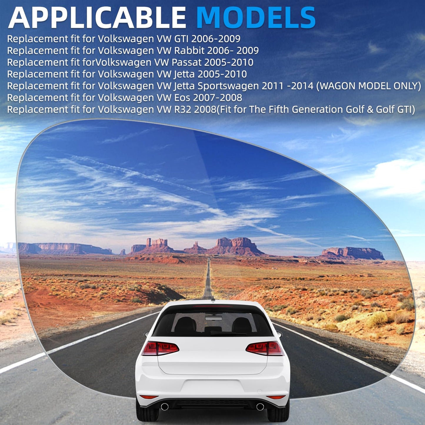 LOIYLLEN Passenger Side Mirror Replacement for Volkswagen VW 2006-2009 Golf GTI MK5 Golf Rabbit 2005-2010 Passat Jetta 2011-2014 Jetta Sportswagen 2007-2008 EOS 2008 R32 - Right Heated Mirrors Glass