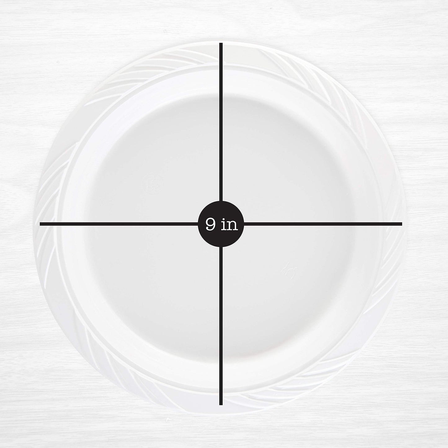 100 Count Disposable 9 Inch White Plastic Dinner Plates large