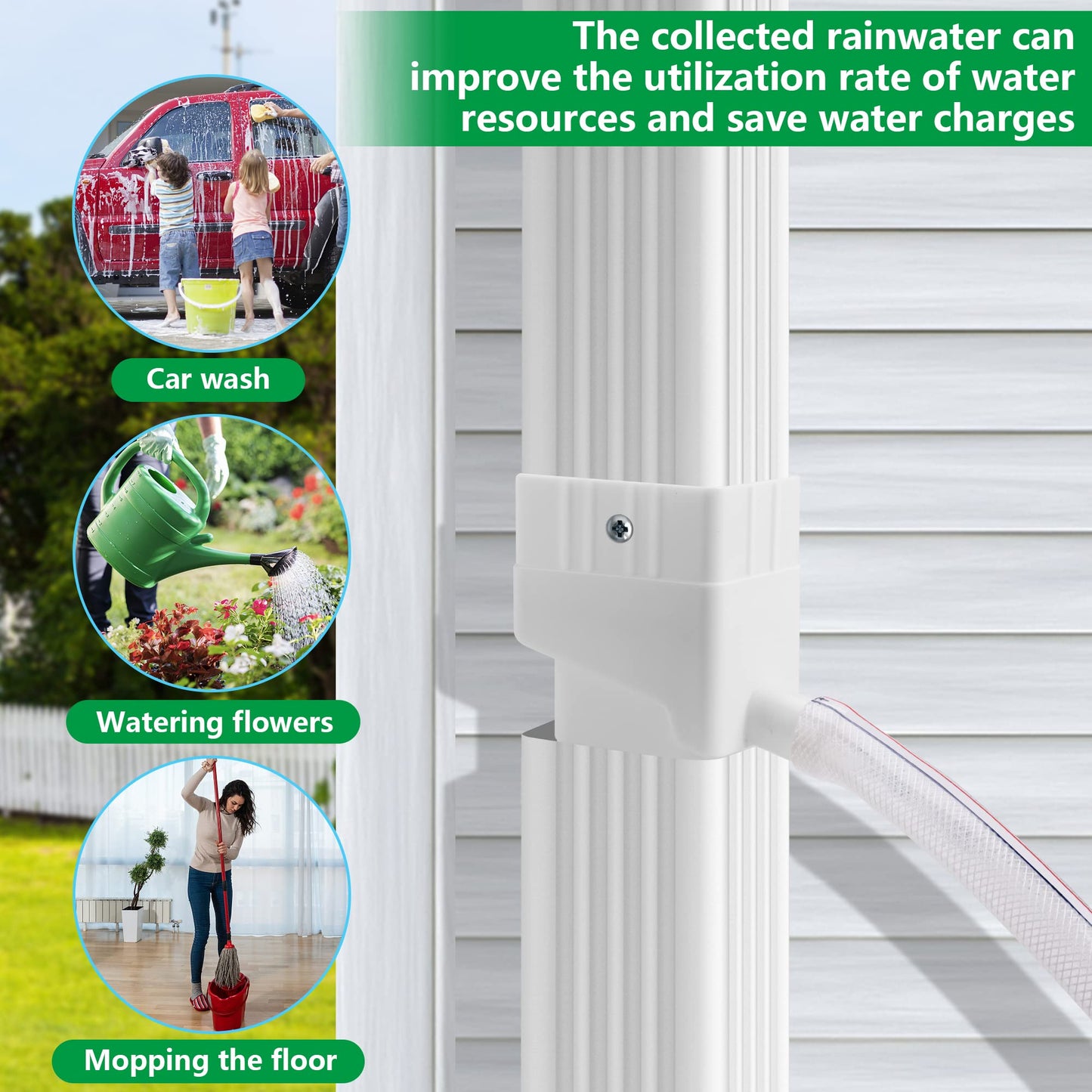 codree Gutter Downspout Diverter - Rainwater Collection Connector System,Raindrop Rainwater Colander Kit for Hose for Diverting Water Fits 2’’ x 3’’ Standard Downspout