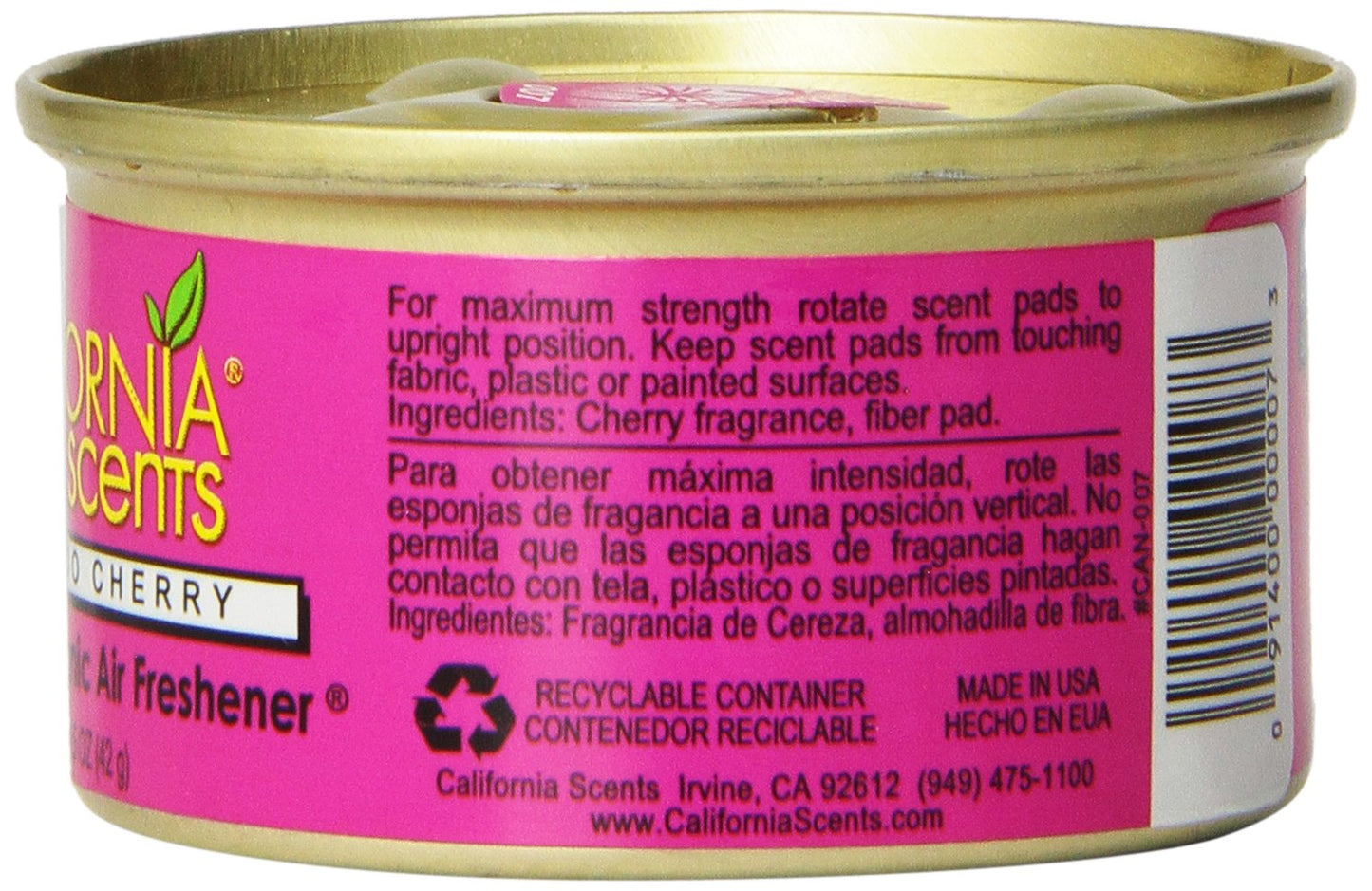 California Scents Spillproof Organic Air Freshener, Coronado Cherry, 1.5 Ounce Canister (Pack of 4)